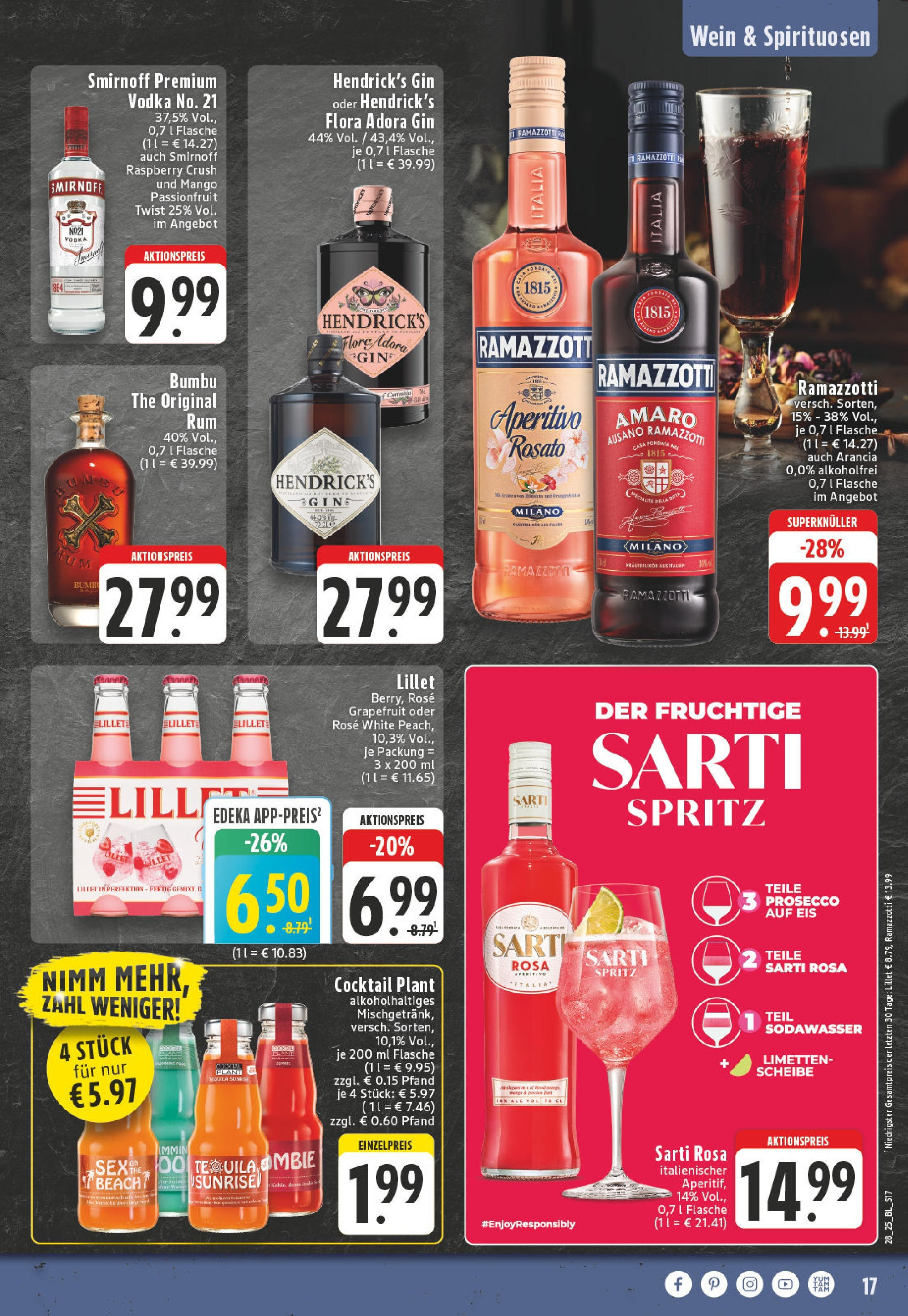 Edeka prospekt Neuwied	 (ab 06.07.2025) » Angebote Online | Seite: 17 | Produkte: Tequila, Grapefruit, Smirnoff, Gin