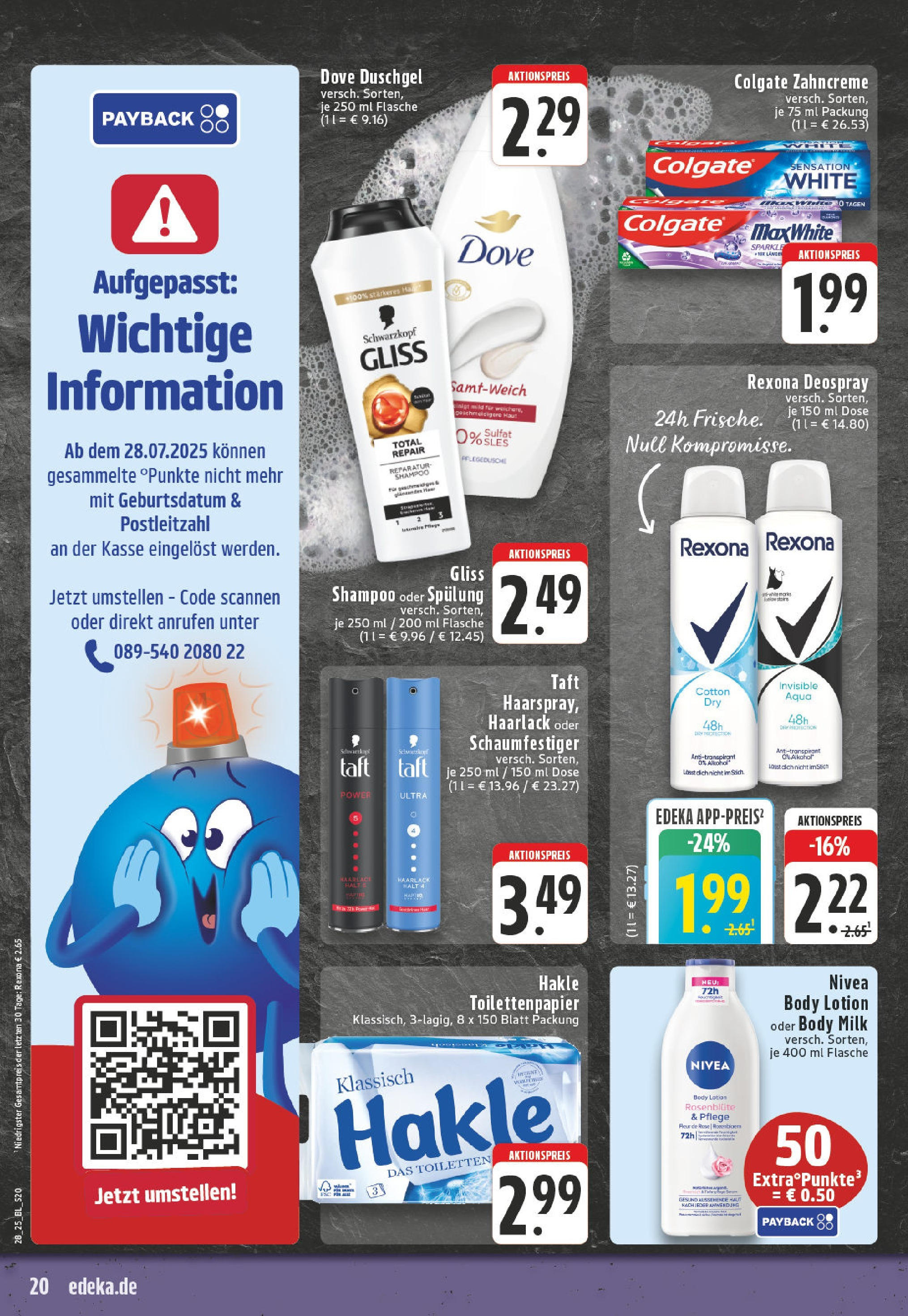 Edeka prospekt Neuwied	 (ab 06.07.2025) » Angebote Online | Seite: 20 | Produkte: Spülung, Duschgel, Body Lotion, Shower Gel