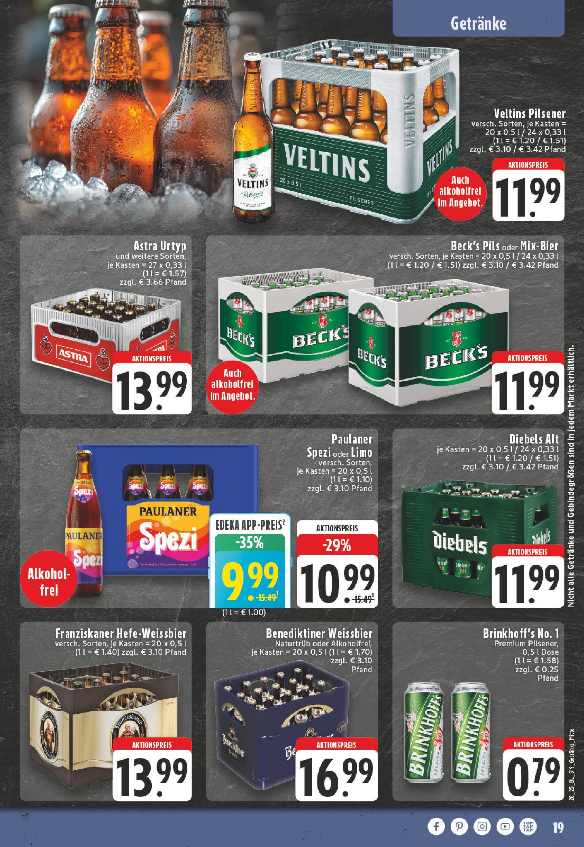 Edeka prospekt Vreden	 (ab 06.07.2025) » Angebote Online | Seite: 19 | Produkte: Weißbier, Paulaner spezi, Pils, Astra