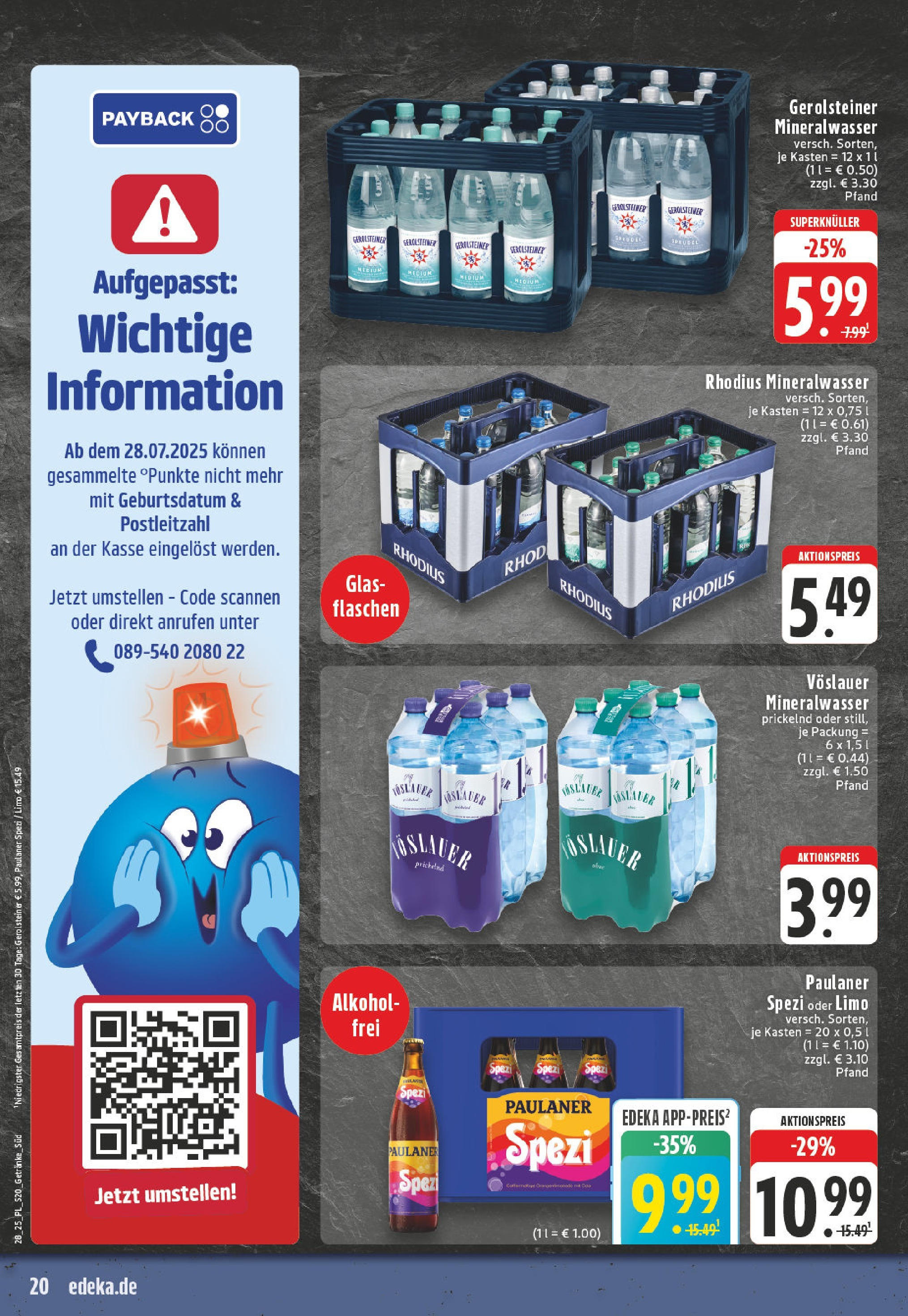 Edeka prospekt Bornheim	 (ab 06.07.2025) » Angebote Online | Seite: 20 | Produkte: Paulaner spezi, Mineralwasser, Paulaner, Gerolsteiner