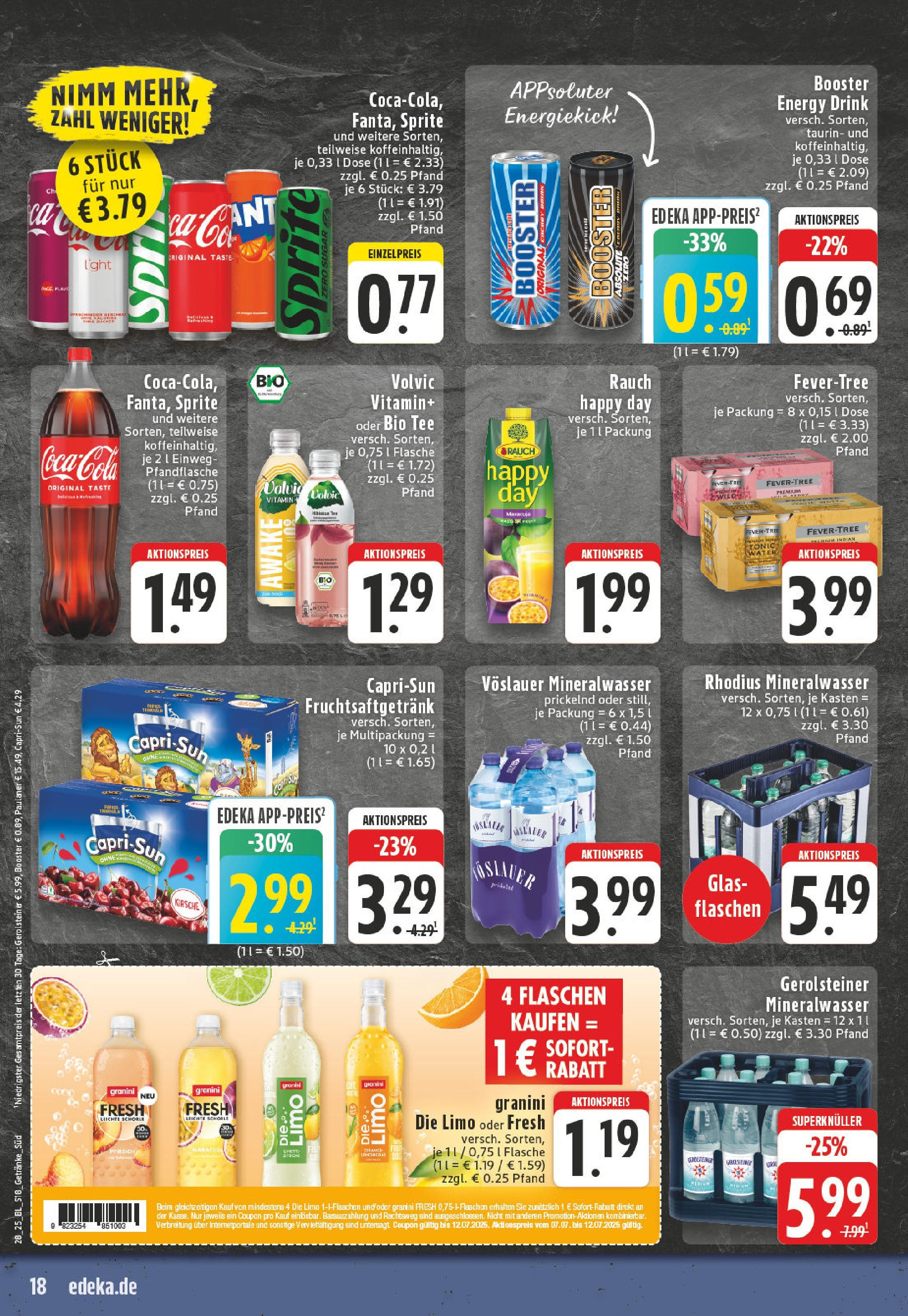 Edeka prospekt Solingen	 (ab 06.07.2025) » Angebote Online | Seite: 18 | Produkte: Sprite, Tee, Paulaner, Gerolsteiner