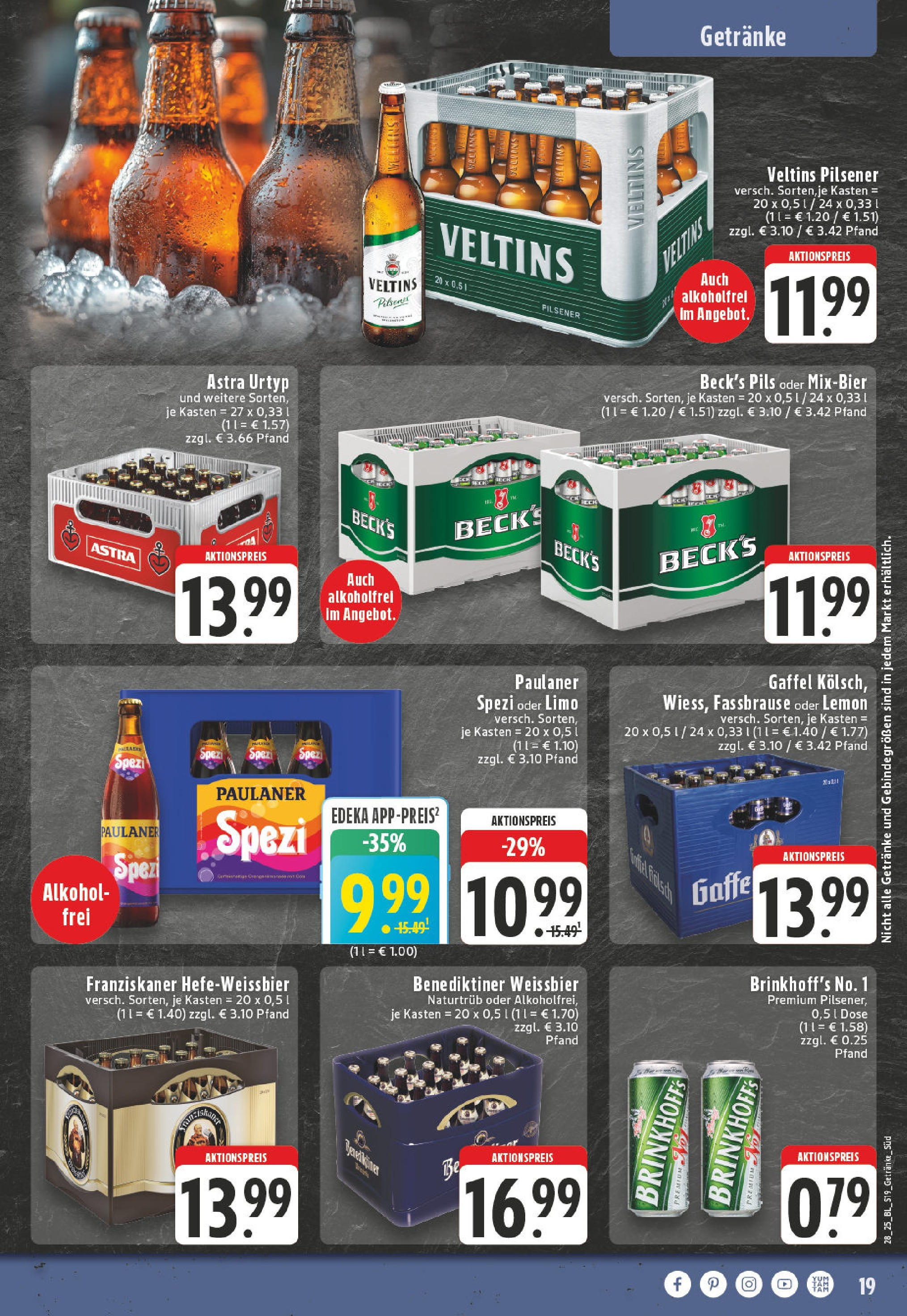 Edeka prospekt Solingen	 (ab 06.07.2025) » Angebote Online | Seite: 19 | Produkte: Franziskaner, Weißbier, Astra, Fassbrause