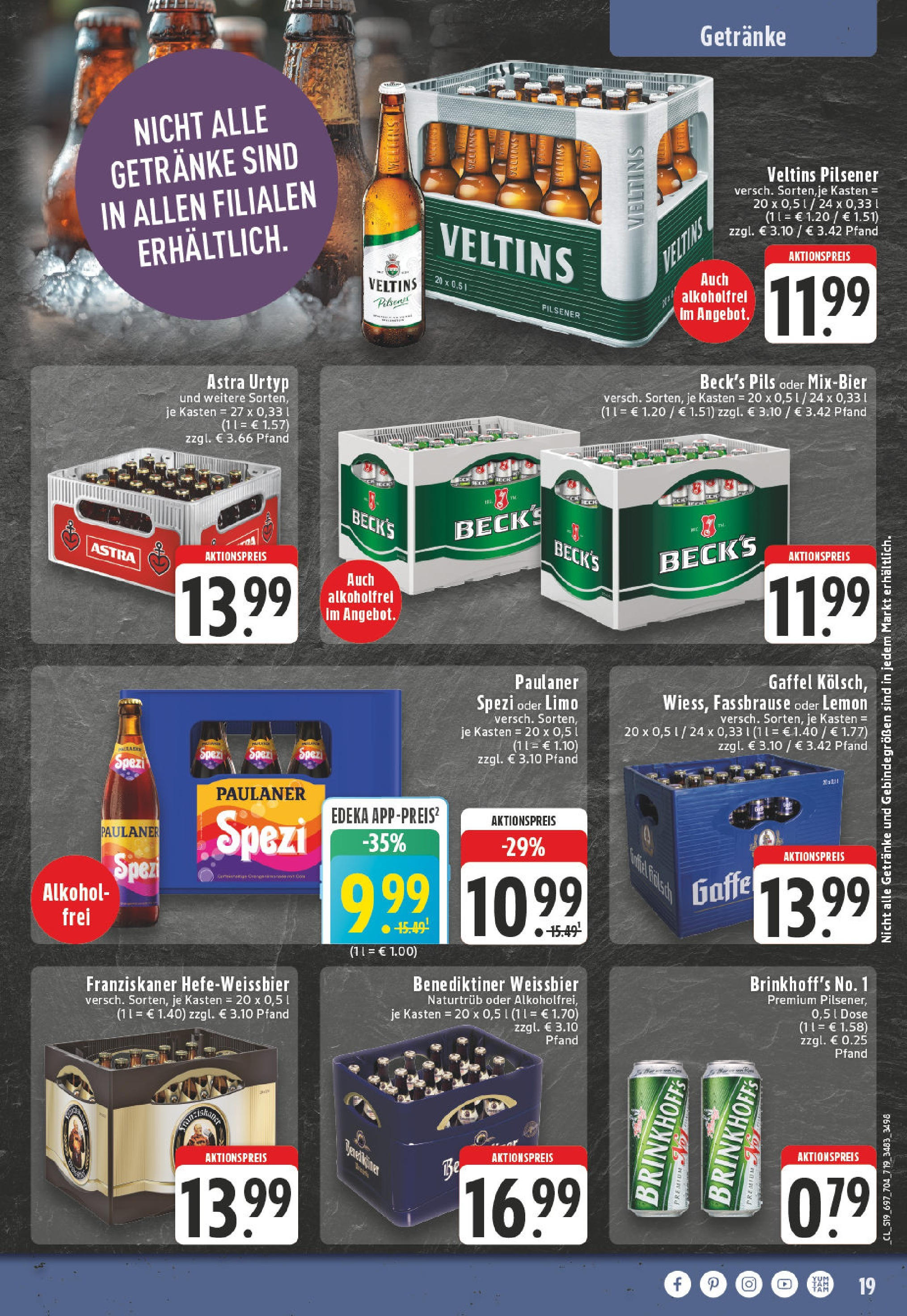 Edeka prospekt Alfter	 (ab 06.07.2025) » Angebote Online | Seite: 19 | Produkte: Franziskaner, Weißbier, Pils, Fassbrause