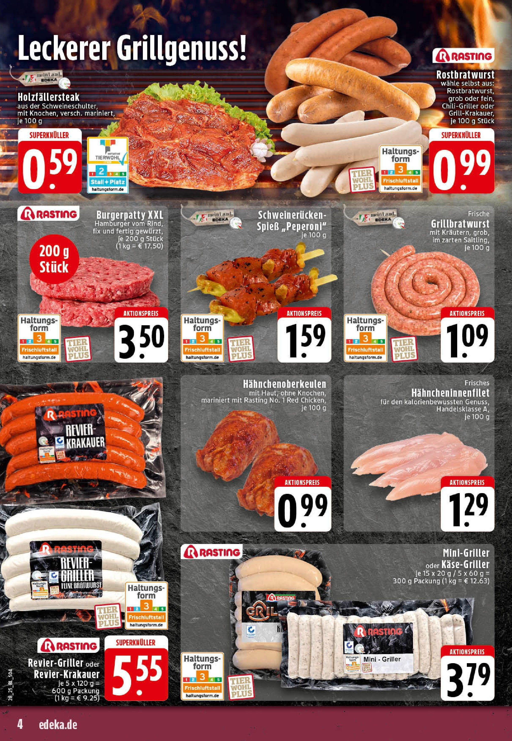 Edeka prospekt Rheine	 (ab 06.07.2025) » Angebote Online | Seite: 4 | Produkte: Bratwurst, Burger, Schweinerucken, Griller
