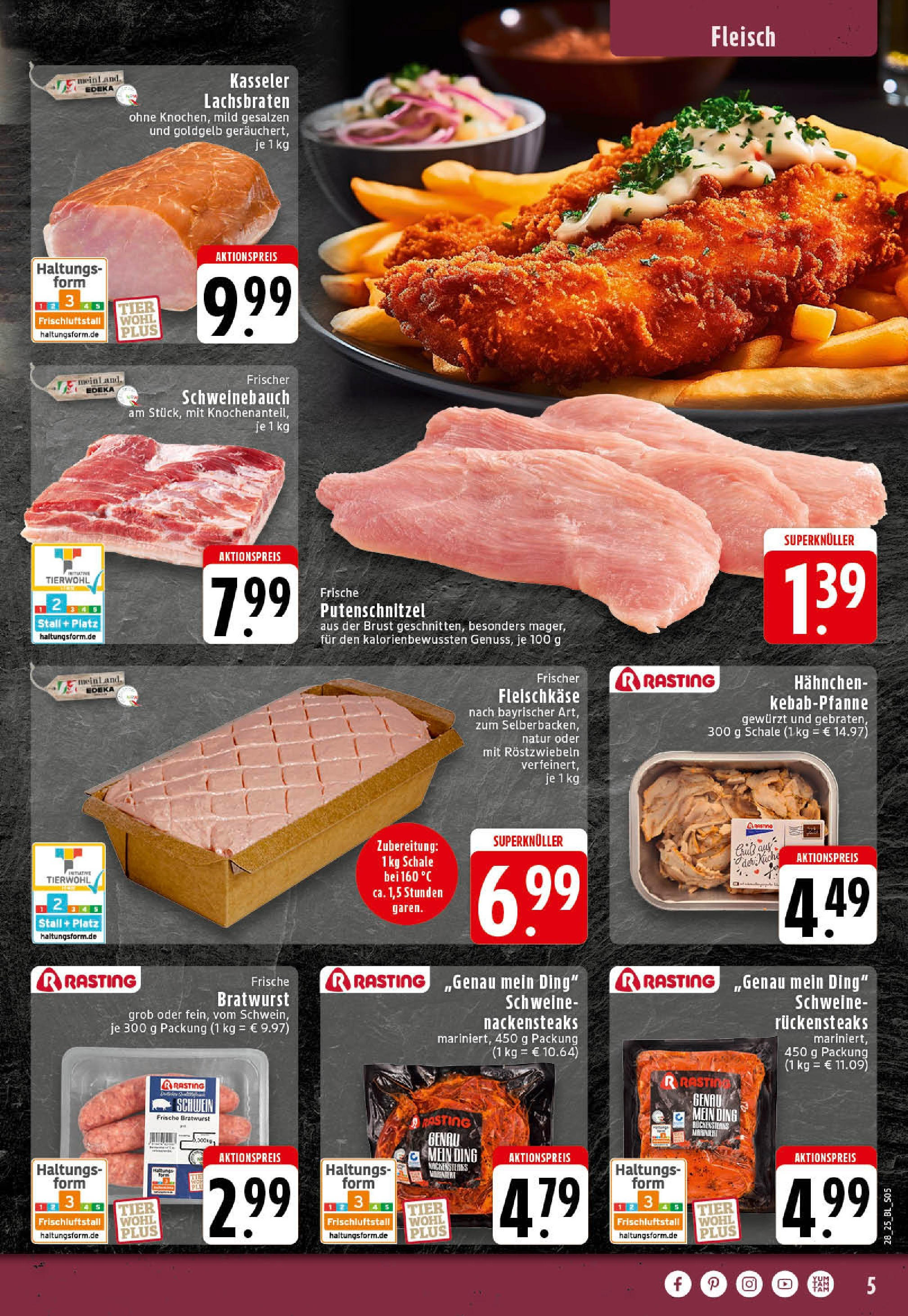 Edeka prospekt Rheine	 (ab 06.07.2025) » Angebote Online | Seite: 5 | Produkte: Hahnchen, Schweinebauch, Bratwurst, Fleisch