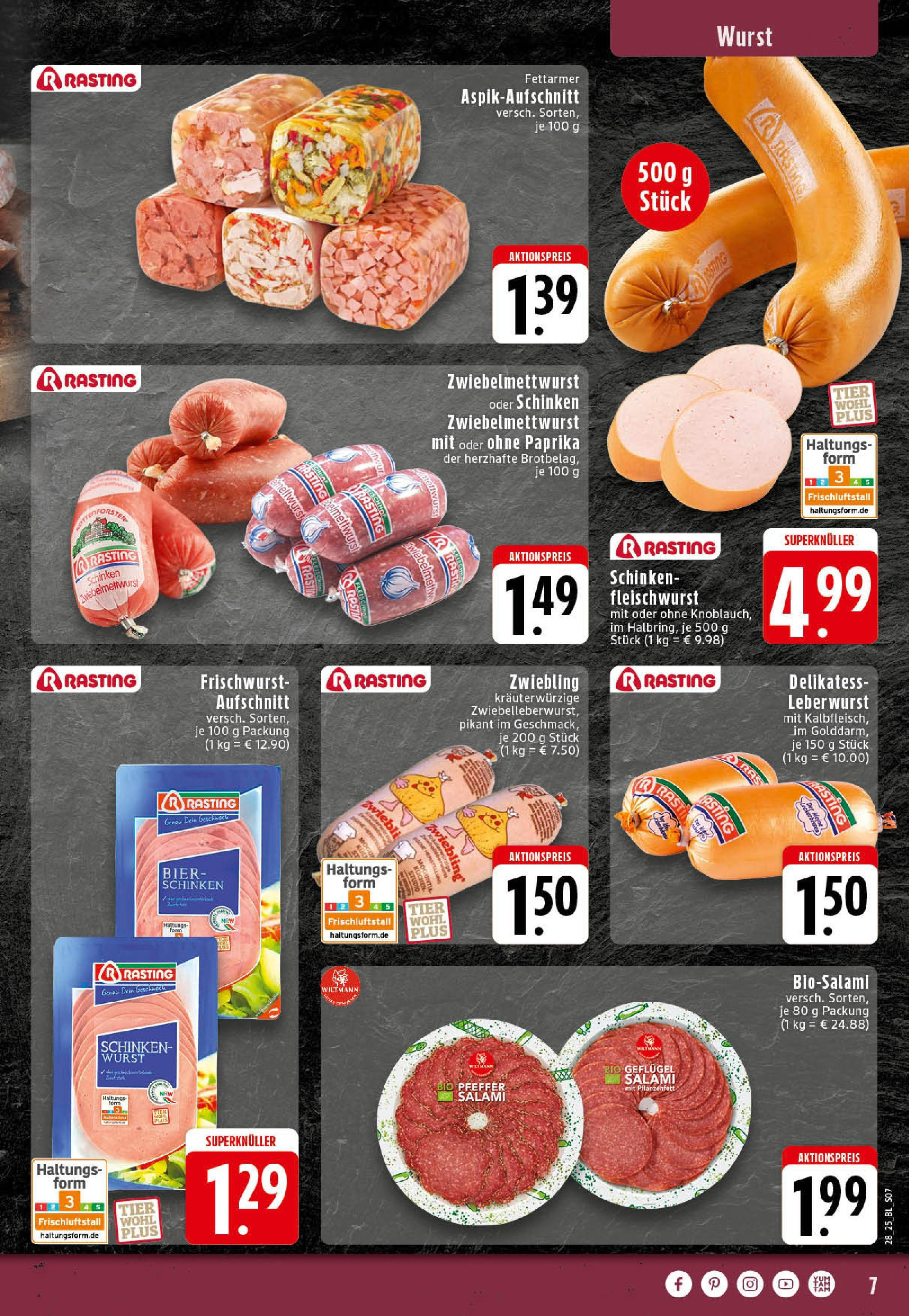 Edeka prospekt Rheine	 (ab 06.07.2025) » Angebote Online | Seite: 7 | Produkte: Bier, Paprika, Wurst, Schinken