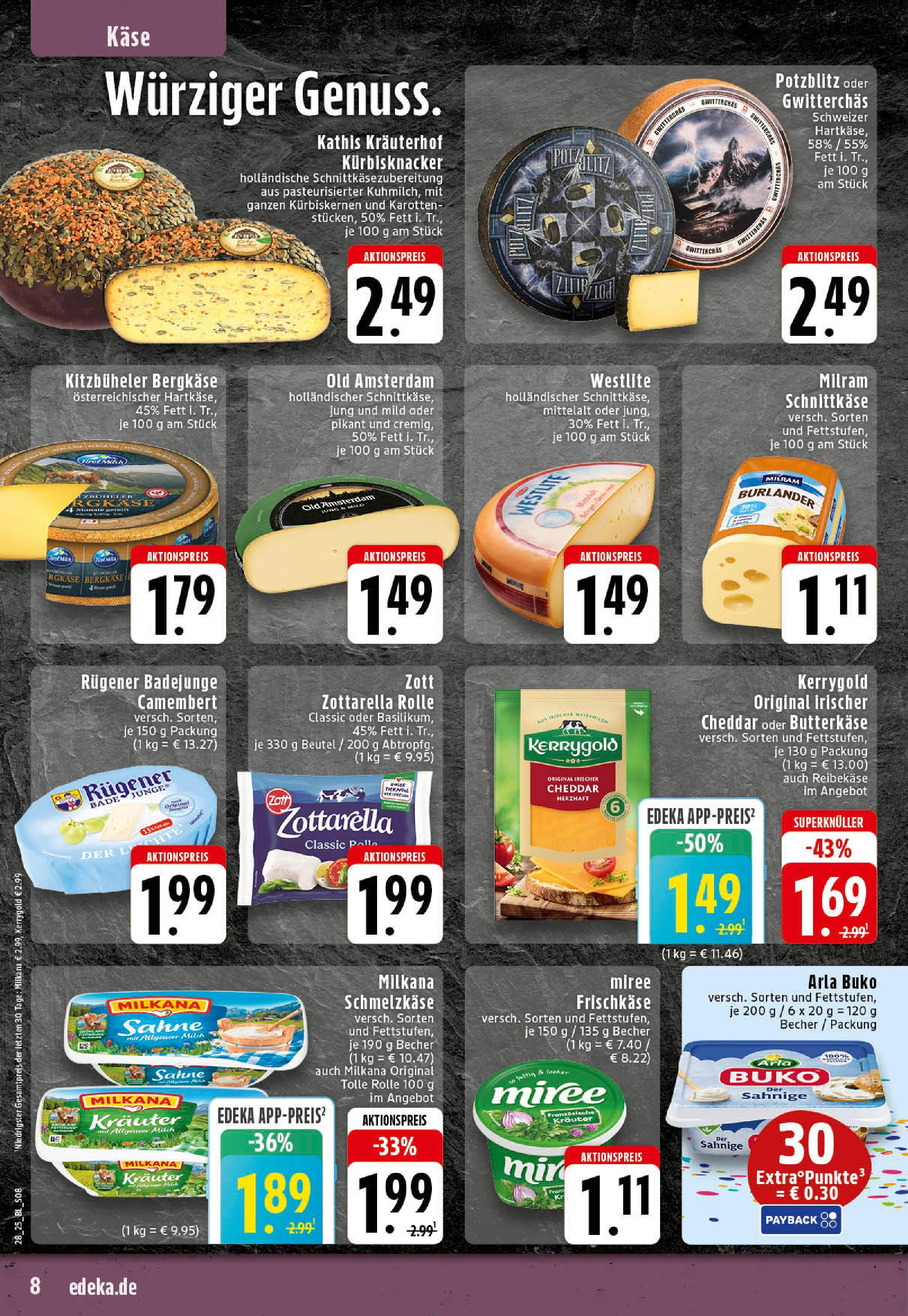 Edeka prospekt Rheine	 (ab 06.07.2025) » Angebote Online | Seite: 8 | Produkte: Käse, Arla buko, Reibekase, Frischkase