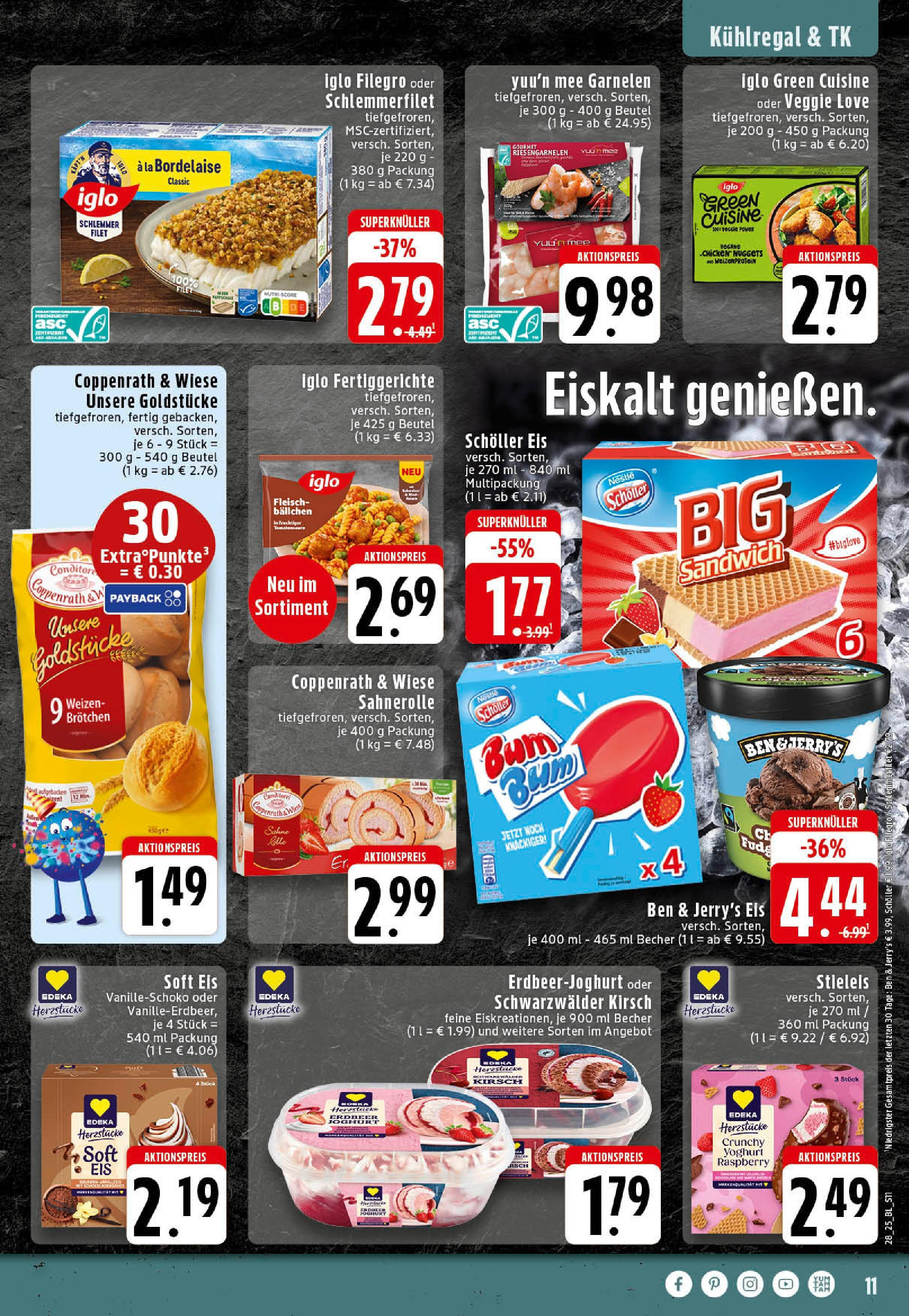 Edeka prospekt Rheine	 (ab 06.07.2025) » Angebote Online | Seite: 11 | Produkte: Iglo, Garnelen, Ben & Jerry's, Fertiggerichte