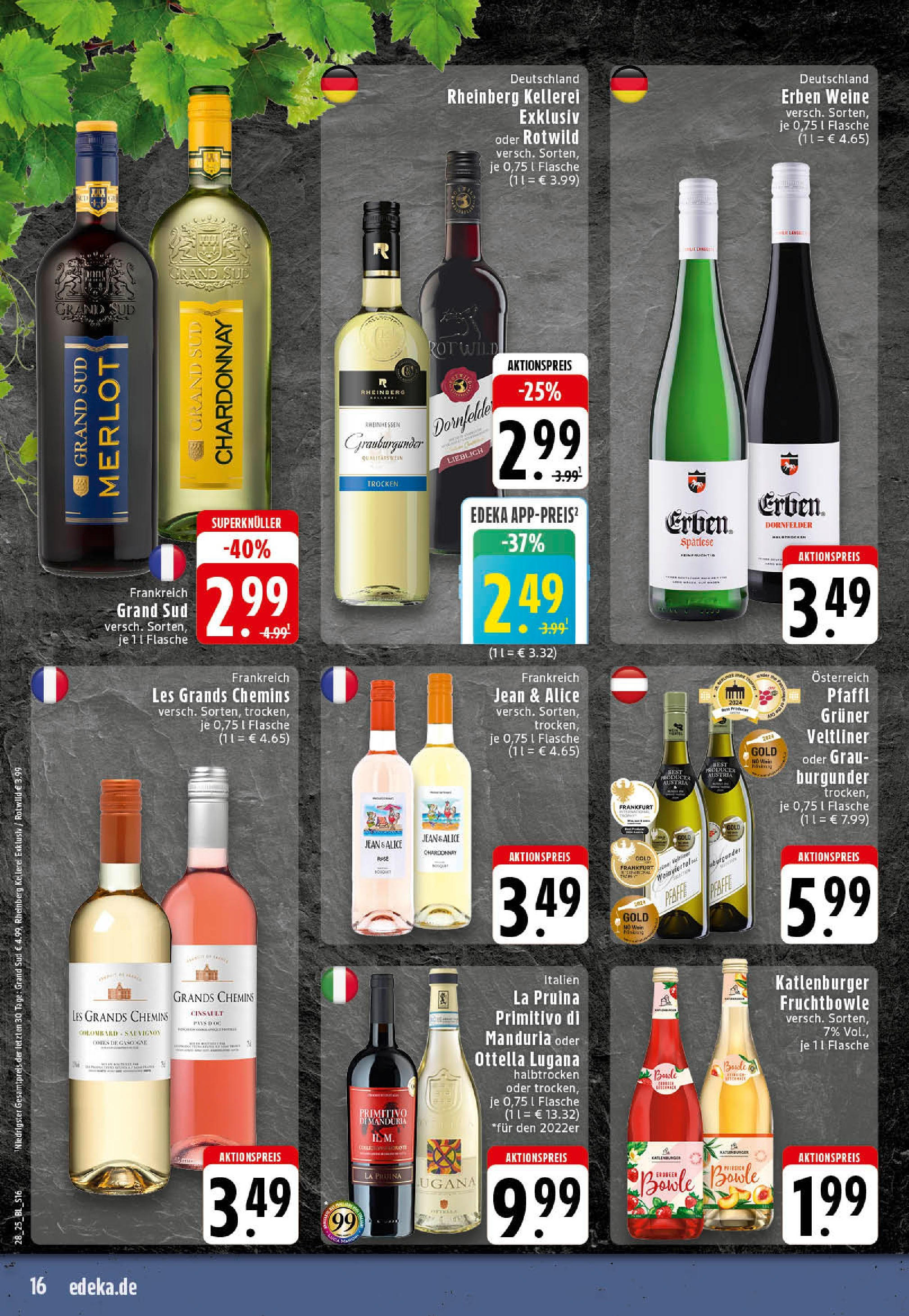 Edeka prospekt Rheine	 (ab 06.07.2025) » Angebote Online | Seite: 16 | Produkte: Merlot, Grand sud, Wein