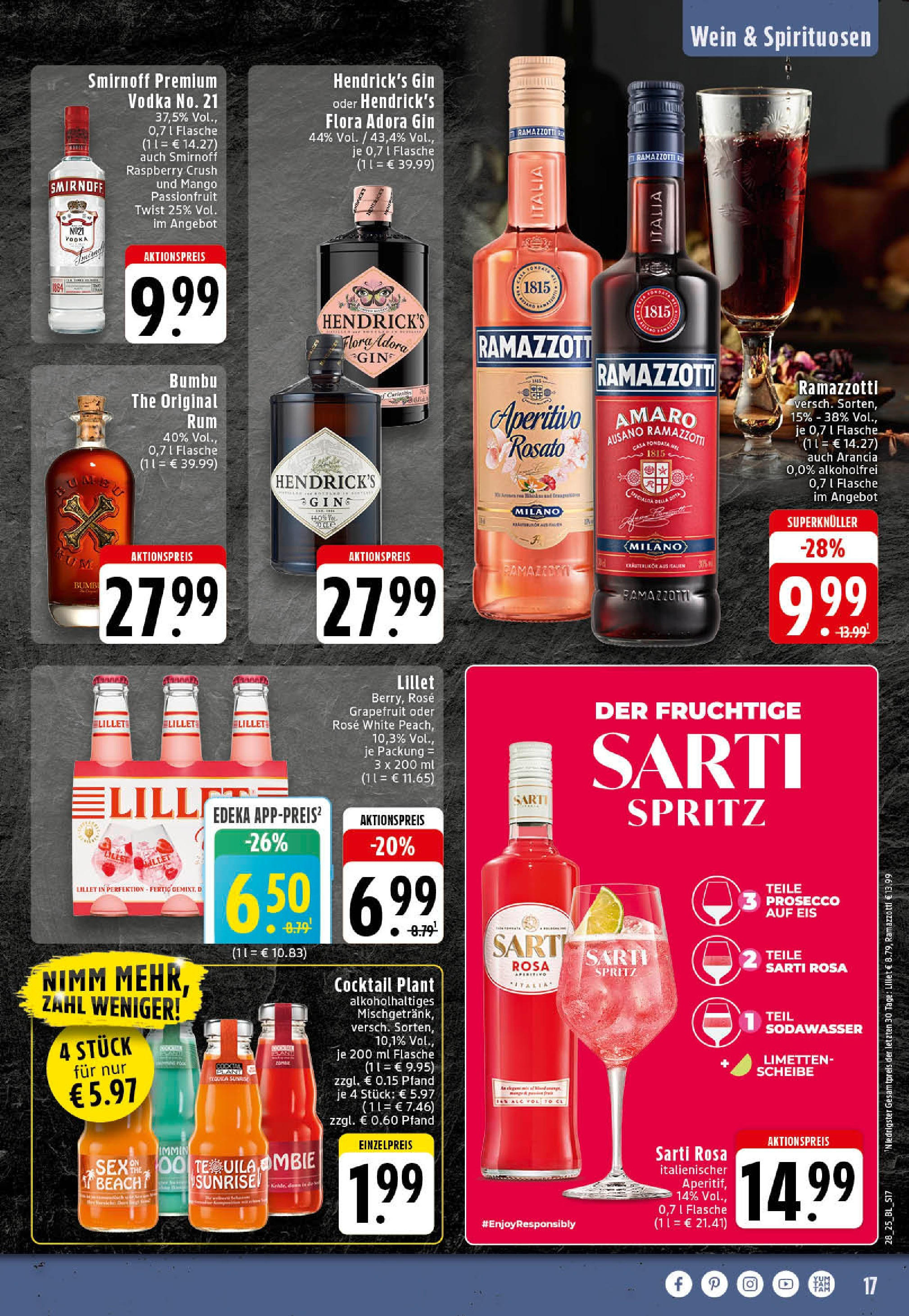 Edeka prospekt Rheine	 (ab 06.07.2025) » Angebote Online | Seite: 17 | Produkte: Limetten, Rum, Lillet, Prosecco