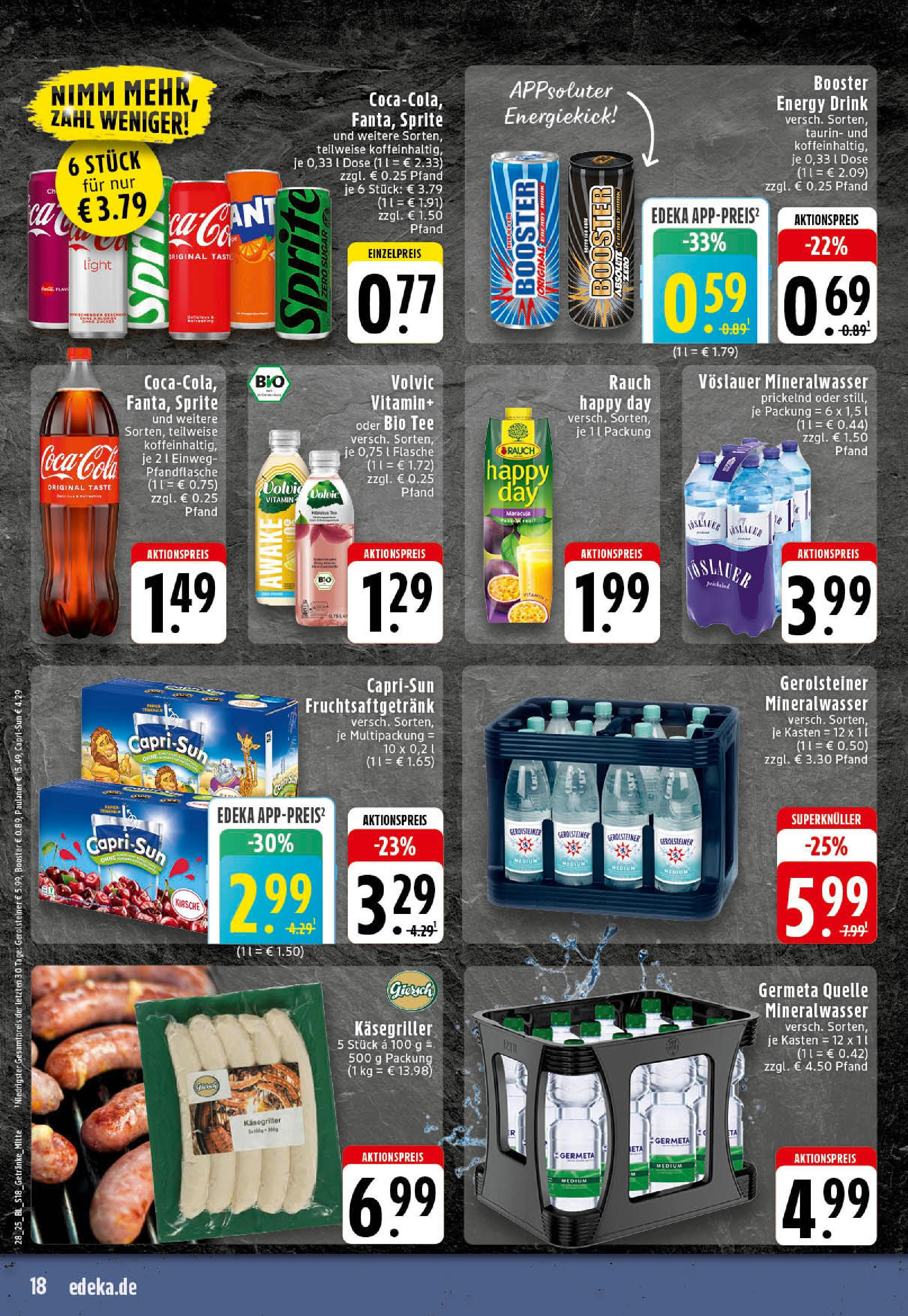 Edeka prospekt Rheine	 (ab 06.07.2025) » Angebote Online | Seite: 18 | Produkte: Sprite, Volvic, Paulaner, Gerolsteiner