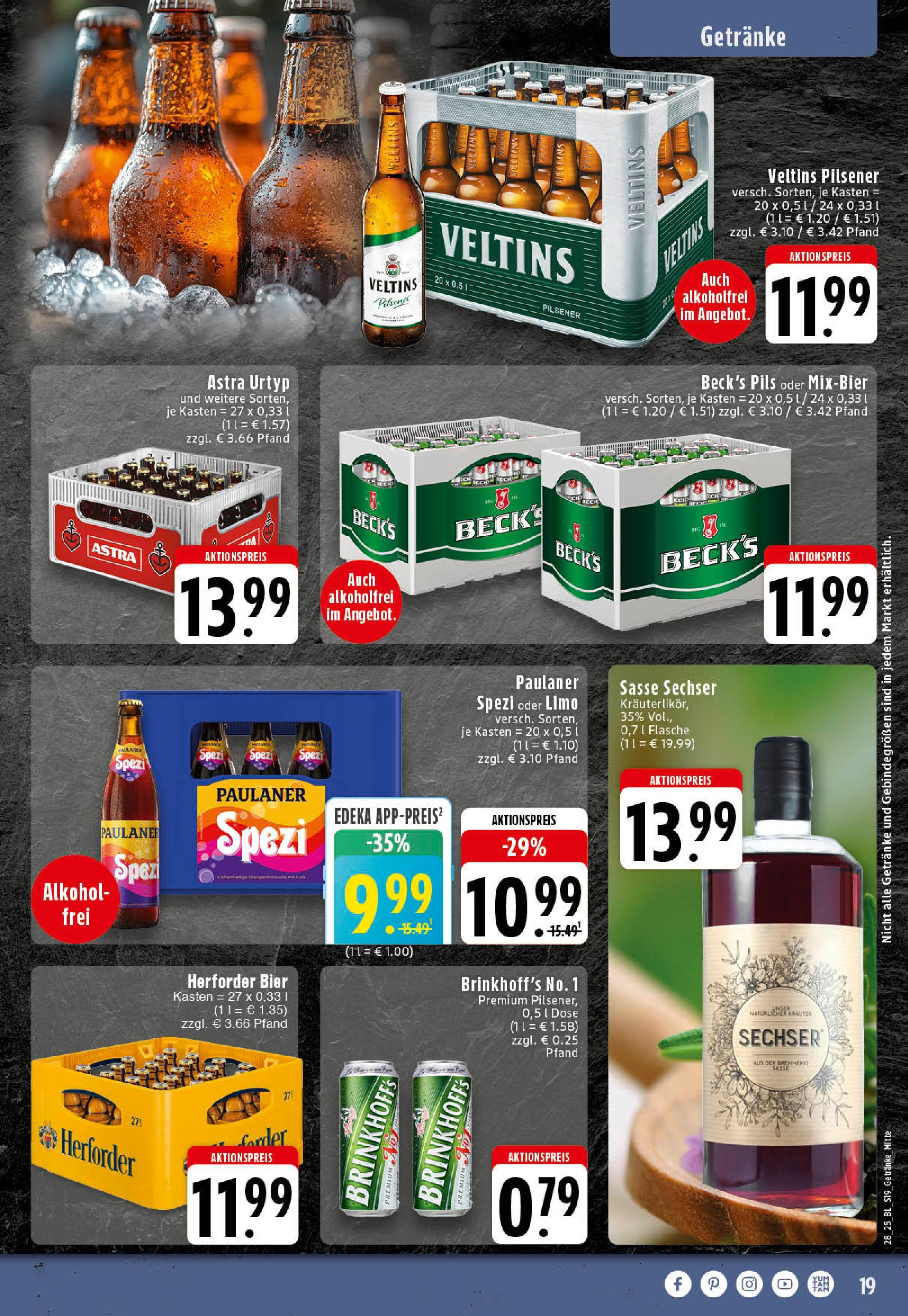 Edeka prospekt Rheine	 (ab 06.07.2025) » Angebote Online | Seite: 19 | Produkte: Cola, Bier, Pils, Veltins