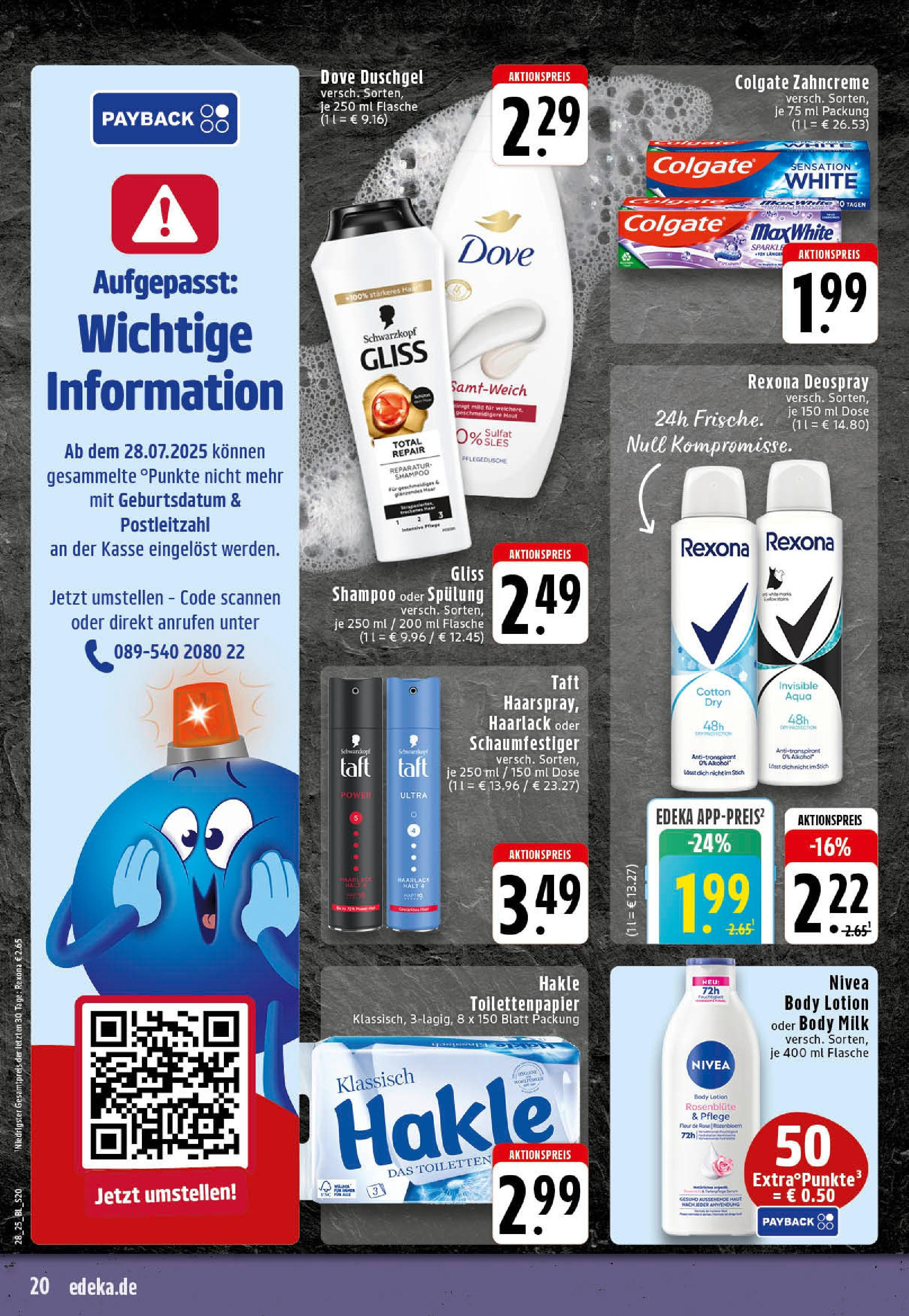 Edeka prospekt Rheine	 (ab 06.07.2025) » Angebote Online | Seite: 20 | Produkte: Spülung, Body Lotion, Deospray, Toilettenpapier