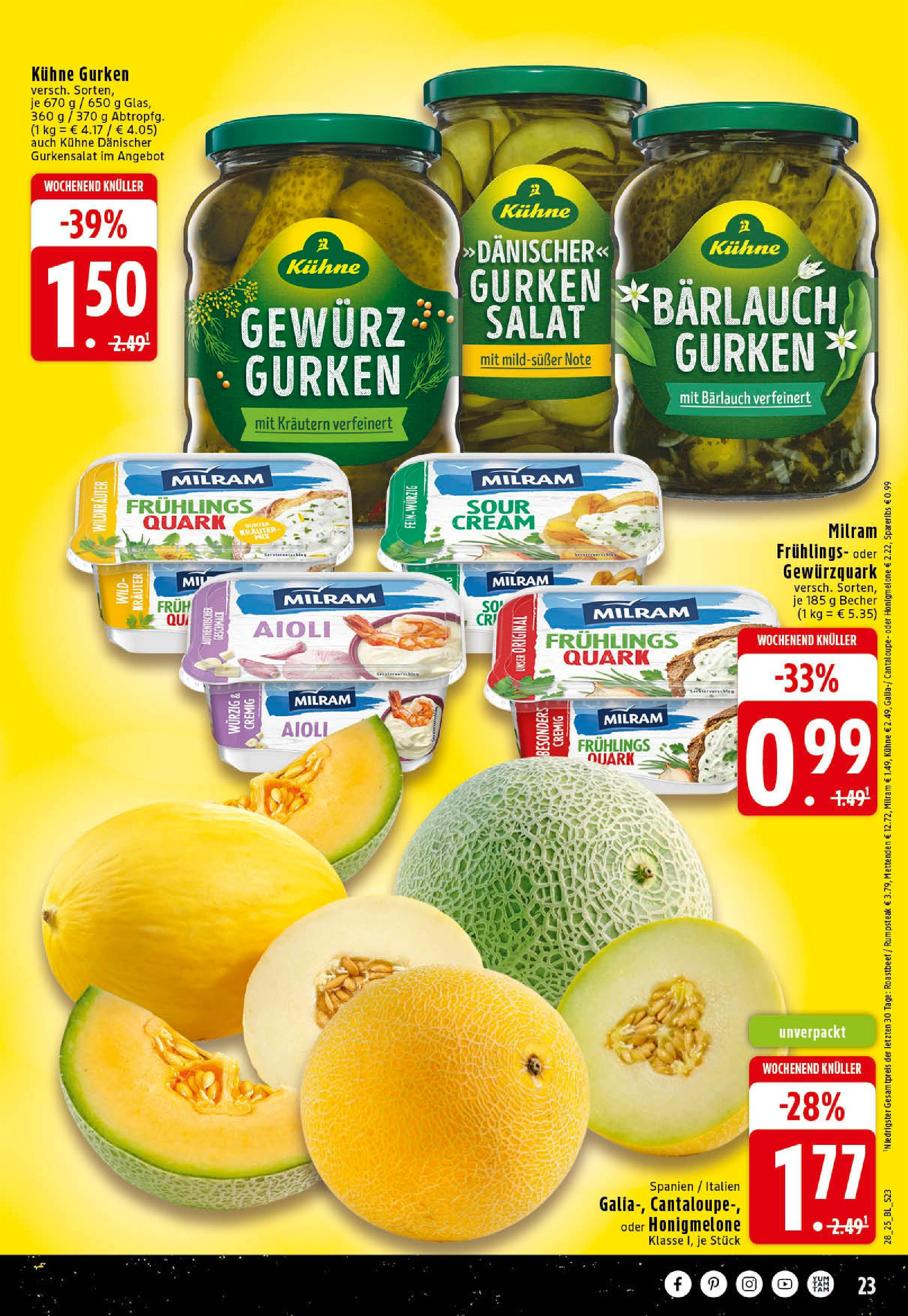 Edeka prospekt Rheine	 (ab 06.07.2025) » Angebote Online | Seite: 23 | Produkte: Rumpsteak, Milram, Gurken, Salat