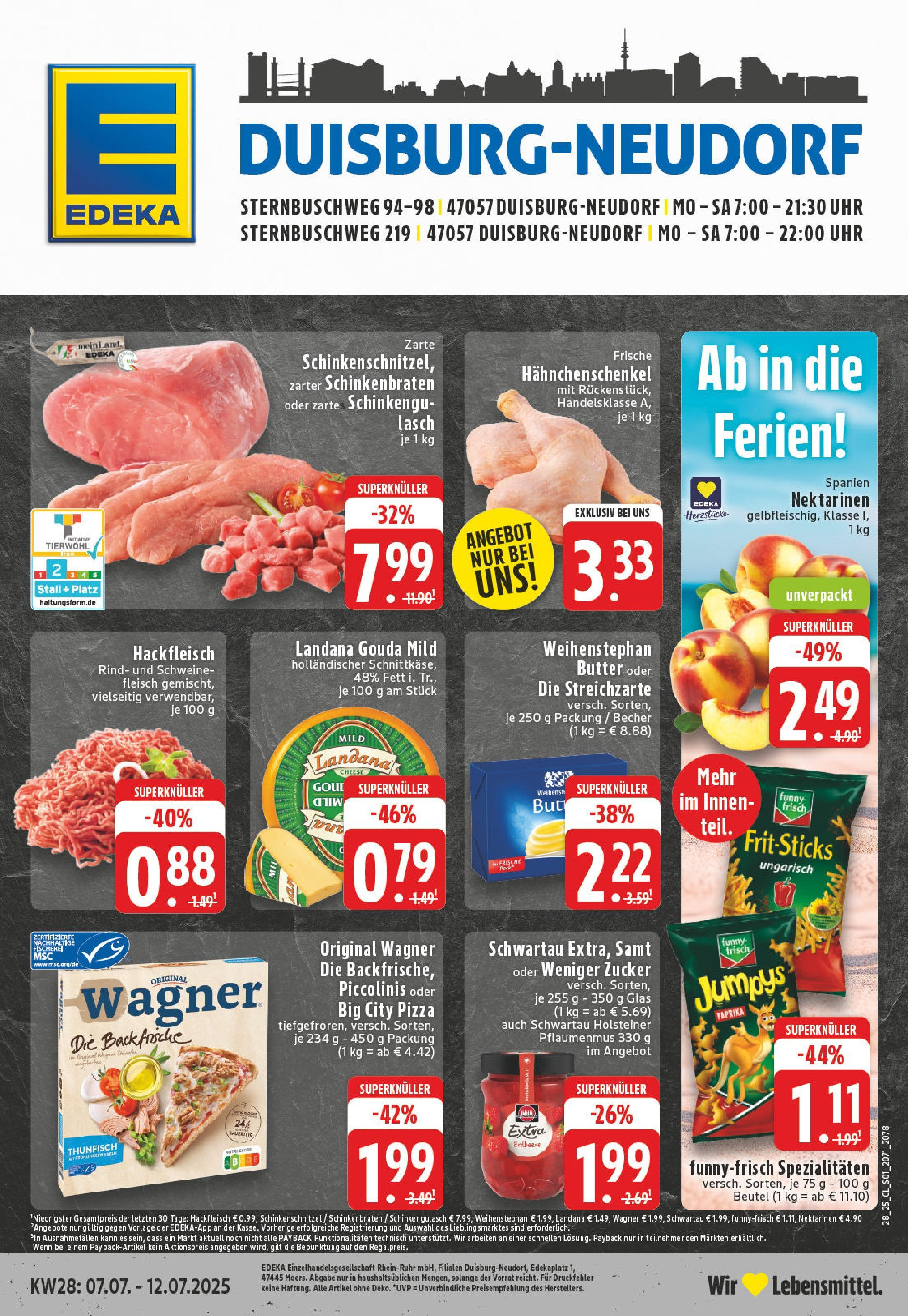 Edeka prospekt Duisburg	 (ab 06.07.2025) » Angebote Online | Seite: 1 | Produkte: Zucker, Schweinefleisch, Chips, Hackfleisch