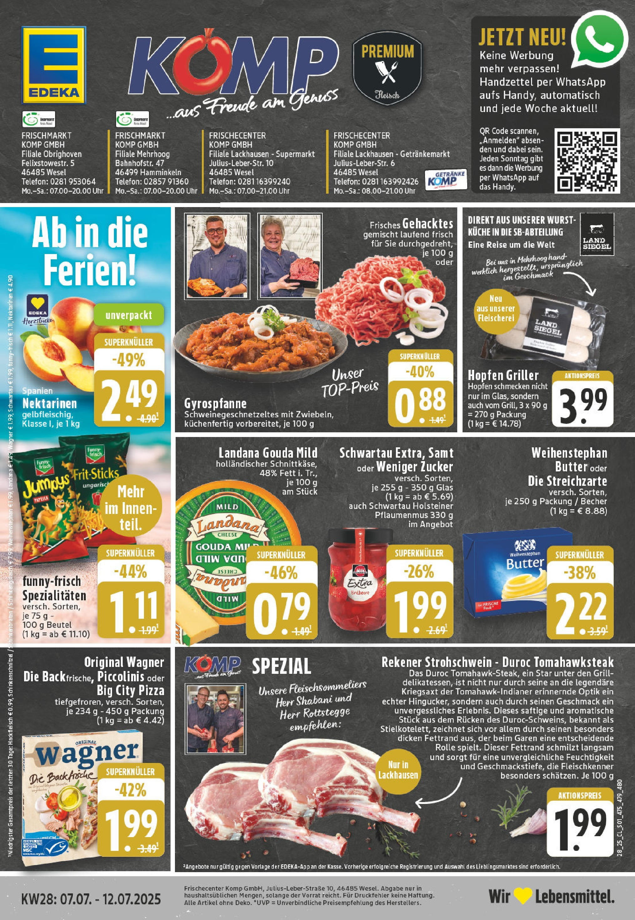 Edeka prospekt Wesel-Obrighoven	 (ab 06.07.2025) » Angebote Online | Seite: 1 | Produkte: Gouda, Zucker, Wurst, Griller