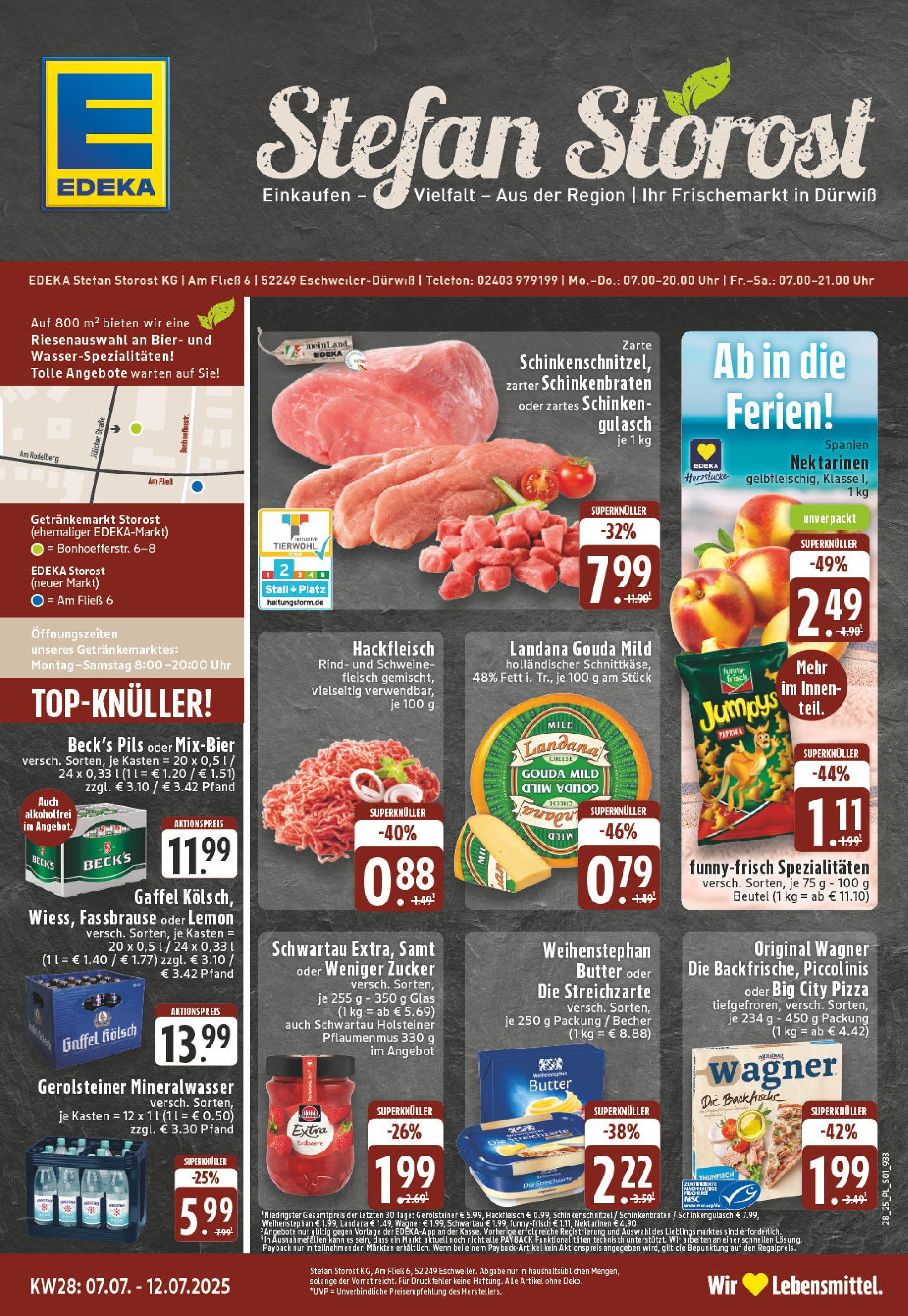 Edeka prospekt Eschweiler-Dürwiß	 (ab 06.07.2025) » Angebote Online | Seite: 1 | Produkte: Weihenstephan butter, Zucker, Schweinefleisch, Gerolsteiner