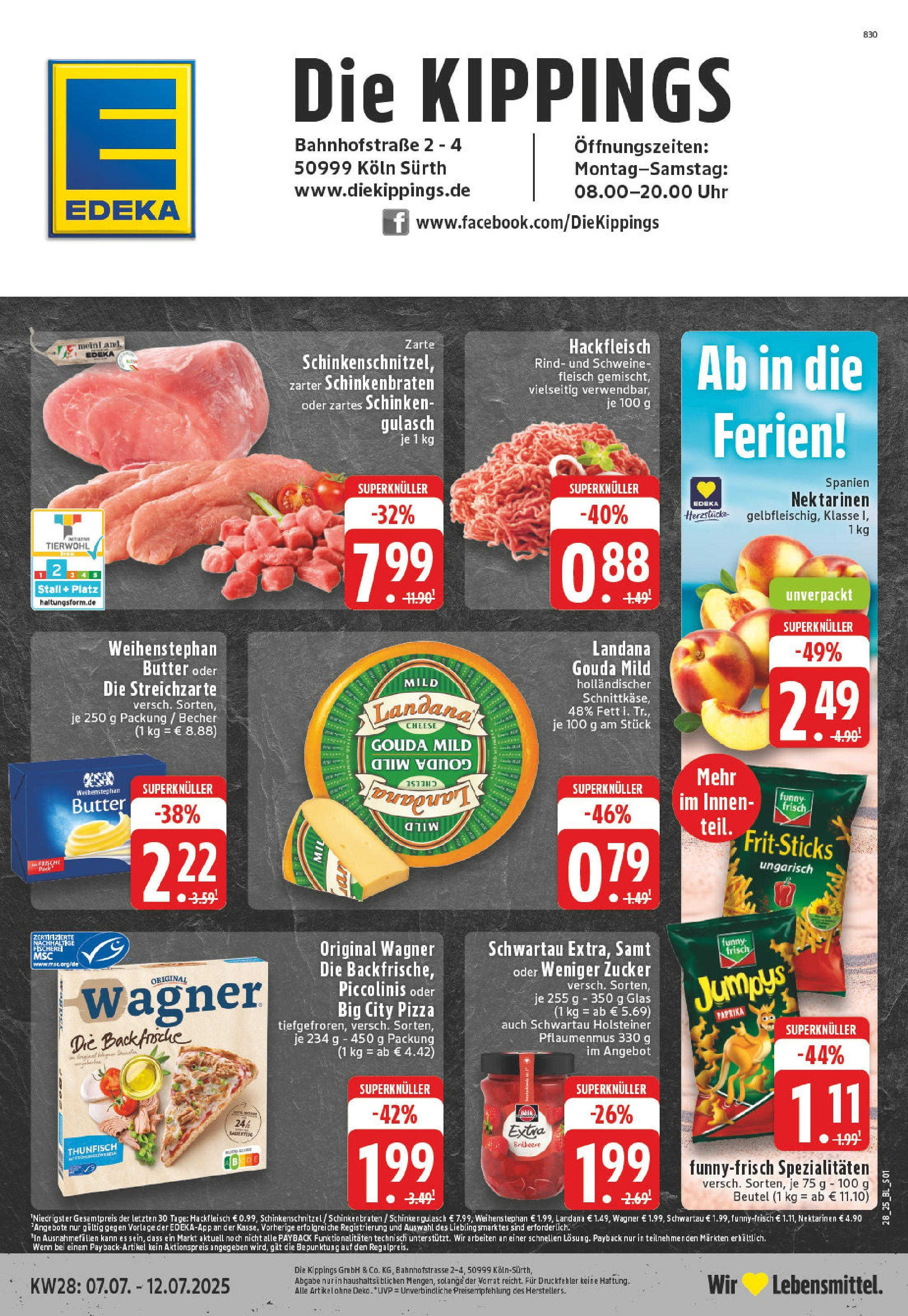 Edeka prospekt Köln	 (ab 06.07.2025) » Angebote Online | Seite: 1 | Produkte: Butter, Zucker, Piccolinis, Fleisch