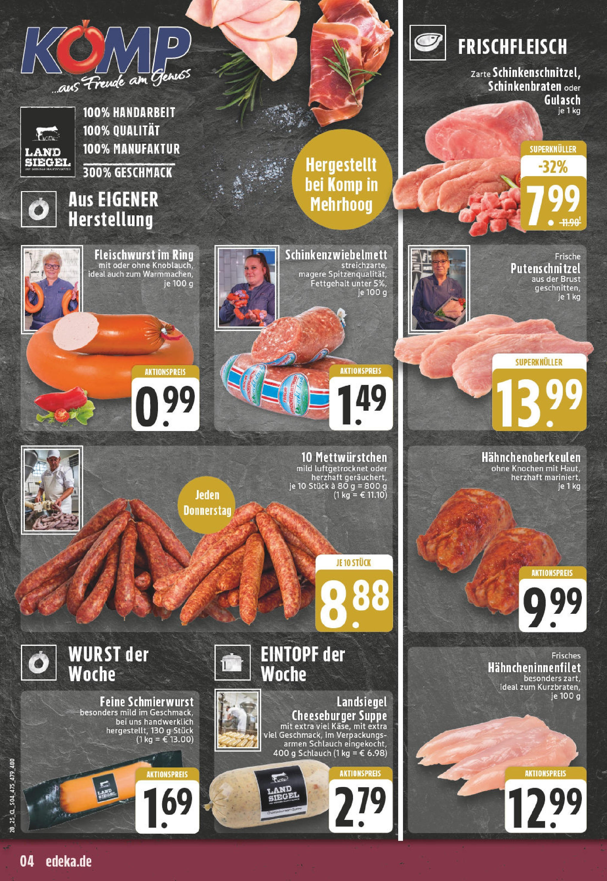 Edeka prospekt Wesel-Obrighoven	 (ab 06.07.2025) » Angebote Online | Seite: 4 | Produkte: Gulasch, Putenschnitzel, Wurst, Knoblauch