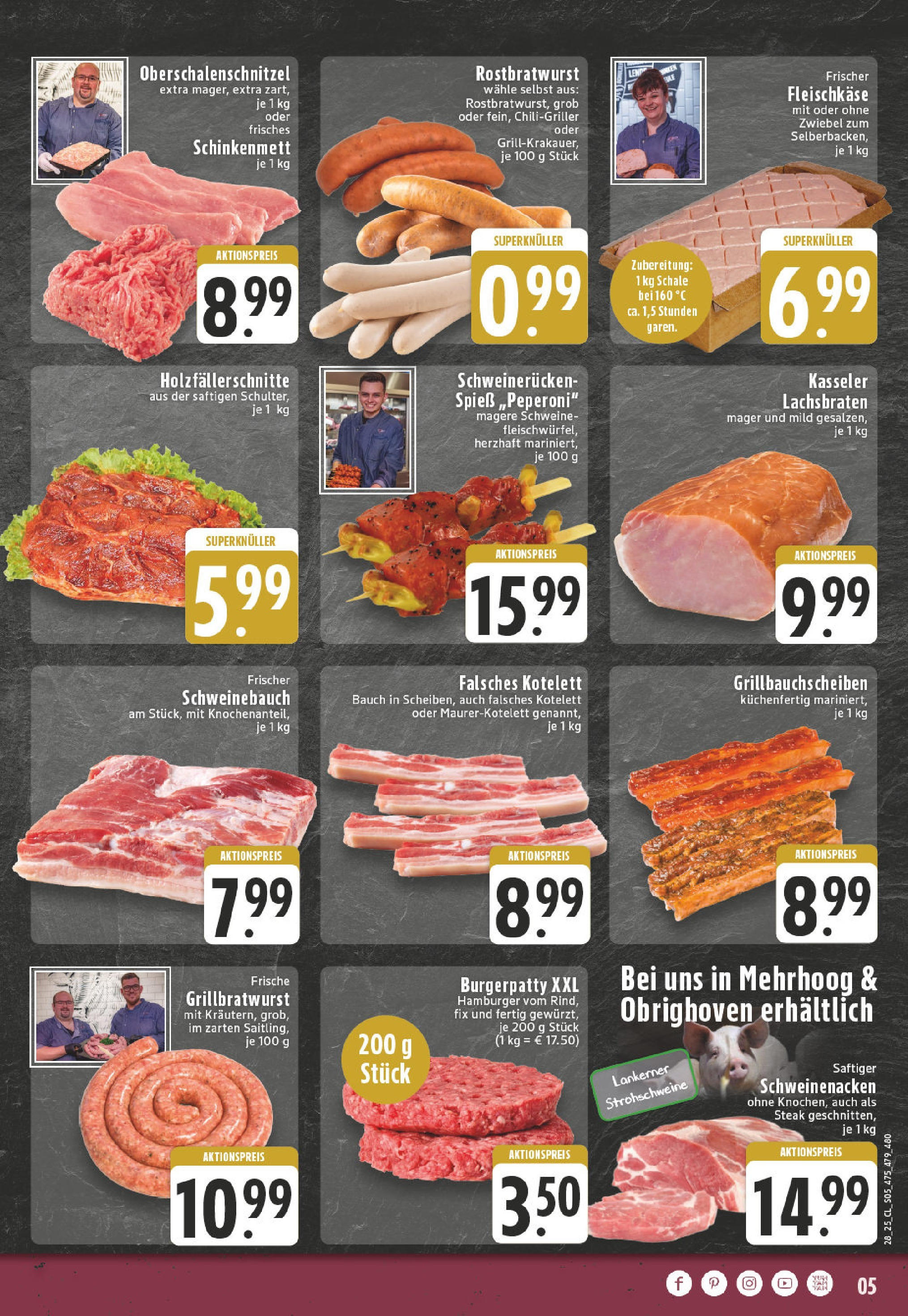 Edeka prospekt Wesel-Obrighoven	 (ab 06.07.2025) » Angebote Online | Seite: 5 | Produkte: Schweinebauch, Burger, Schweinenacken, Schweinerucken