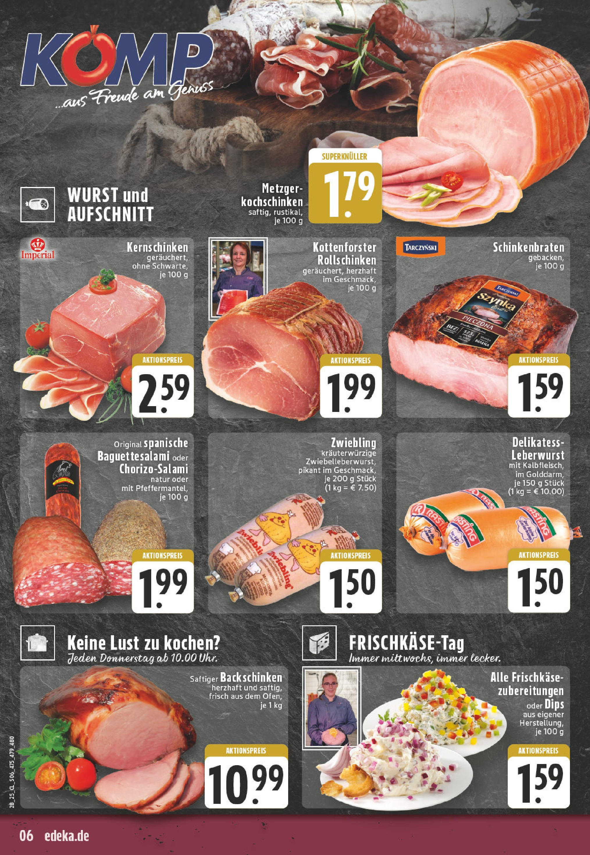 Edeka prospekt Wesel-Obrighoven	 (ab 06.07.2025) » Angebote Online | Seite: 6 | Produkte: Wurst, Salami, Kuchen, Frischkase