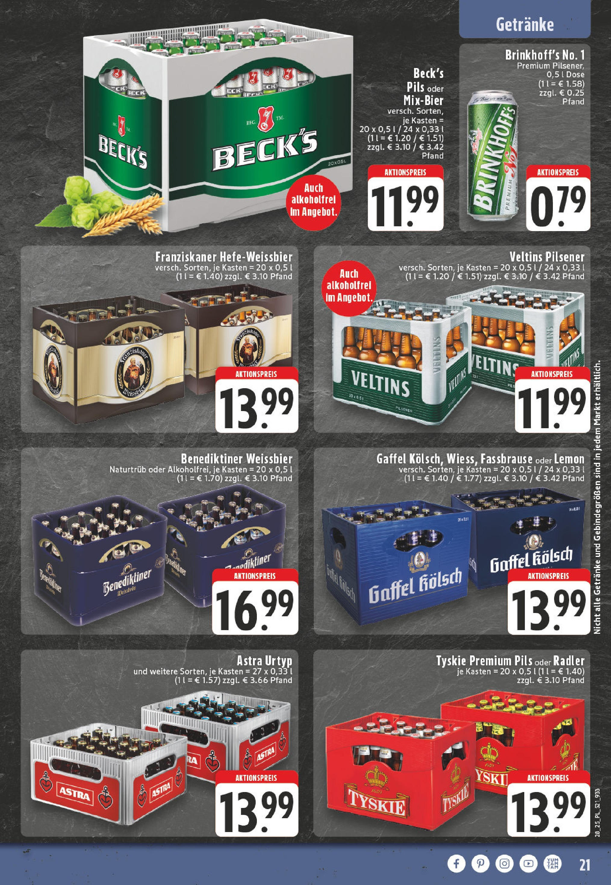 Edeka prospekt Eschweiler-Dürwiß	 (ab 06.07.2025) » Angebote Online | Seite: 21 | Produkte: Franziskaner, Astra, Fassbrause, Veltins