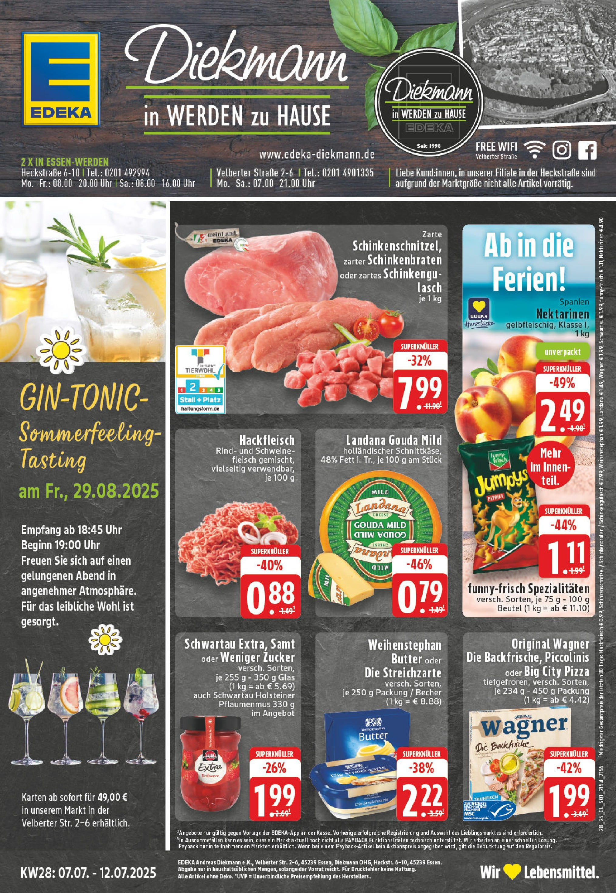 Edeka prospekt Essen-Werden	 (ab 06.07.2025) » Angebote Online | Seite: 1 | Produkte: Weihenstephan butter, Paprika, Zucker, Pizza
