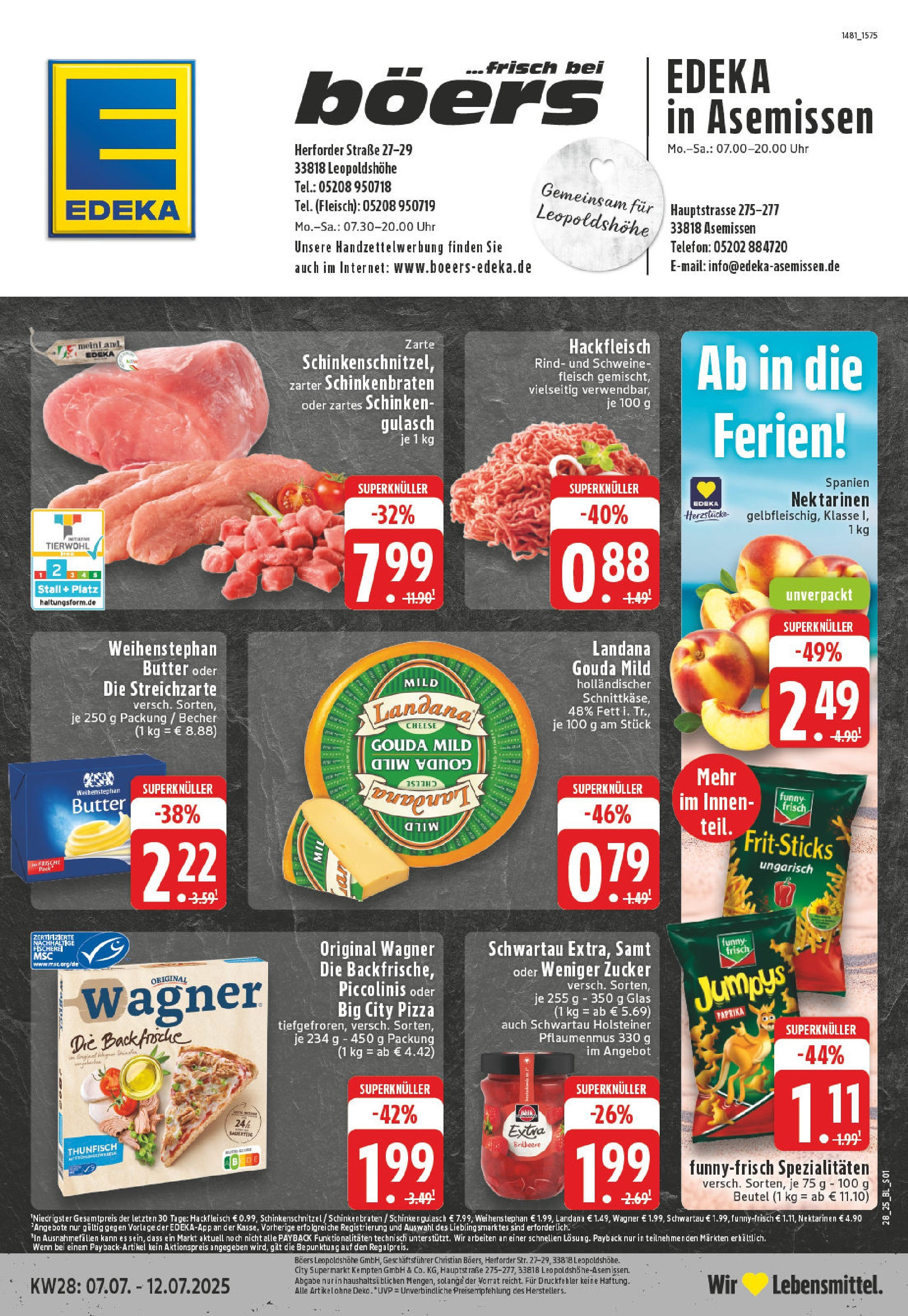Edeka prospekt Leopoldshöhe	 (ab 06.07.2025) » Angebote Online | Seite: 1 | Produkte: Nektarinen, Schinken, Chips, Telefon