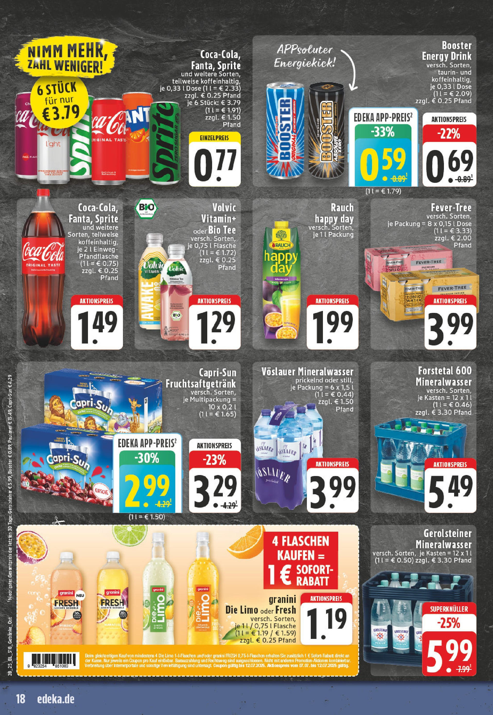 Edeka prospekt Borchen	 (ab 06.07.2025) » Angebote Online | Seite: 18 | Produkte: Energy, Mineralwasser, Granini, Gerolsteiner