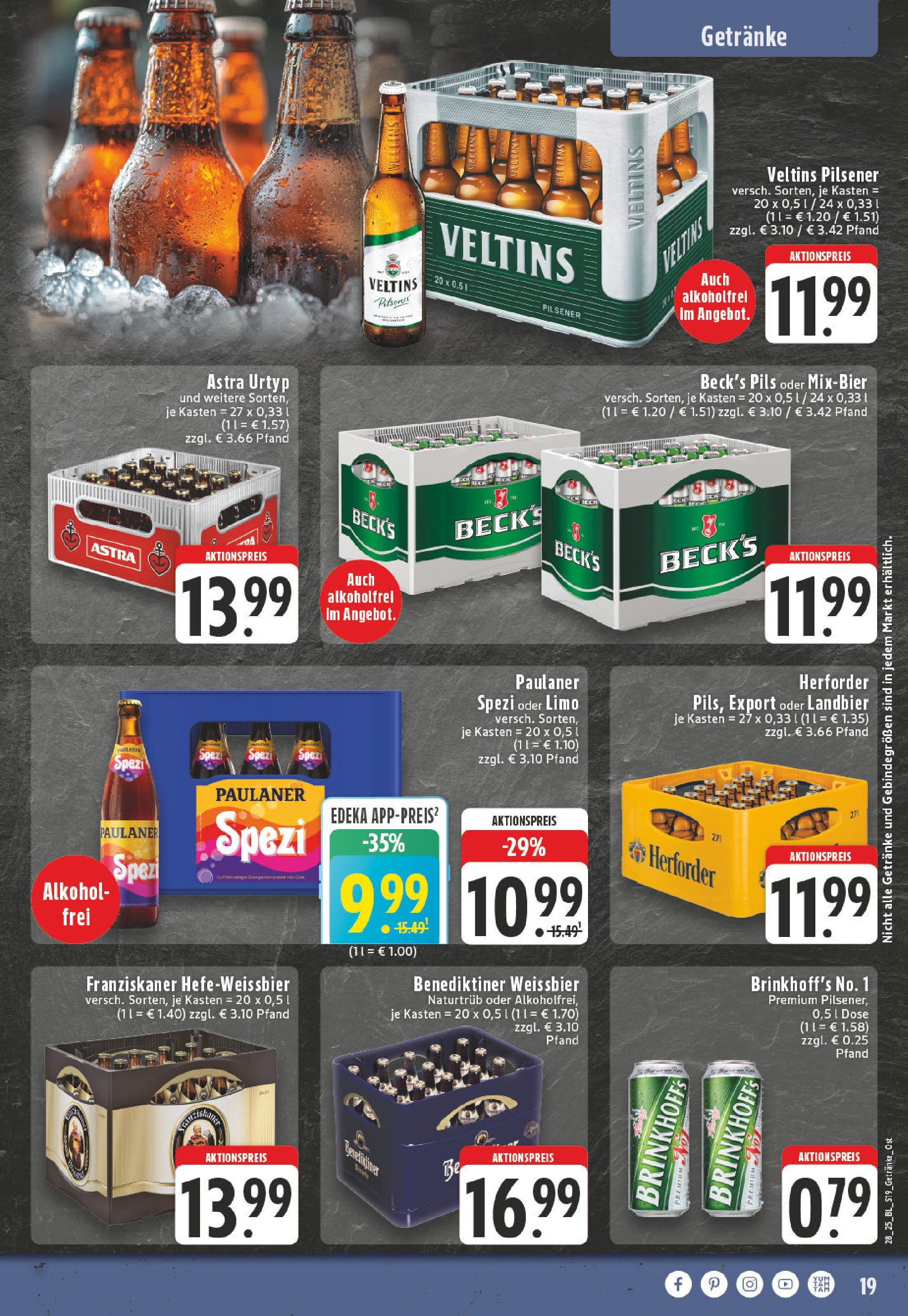 Edeka prospekt Borchen	 (ab 06.07.2025) » Angebote Online | Seite: 19 | Produkte: Pils, Astra, Paulaner, Veltins