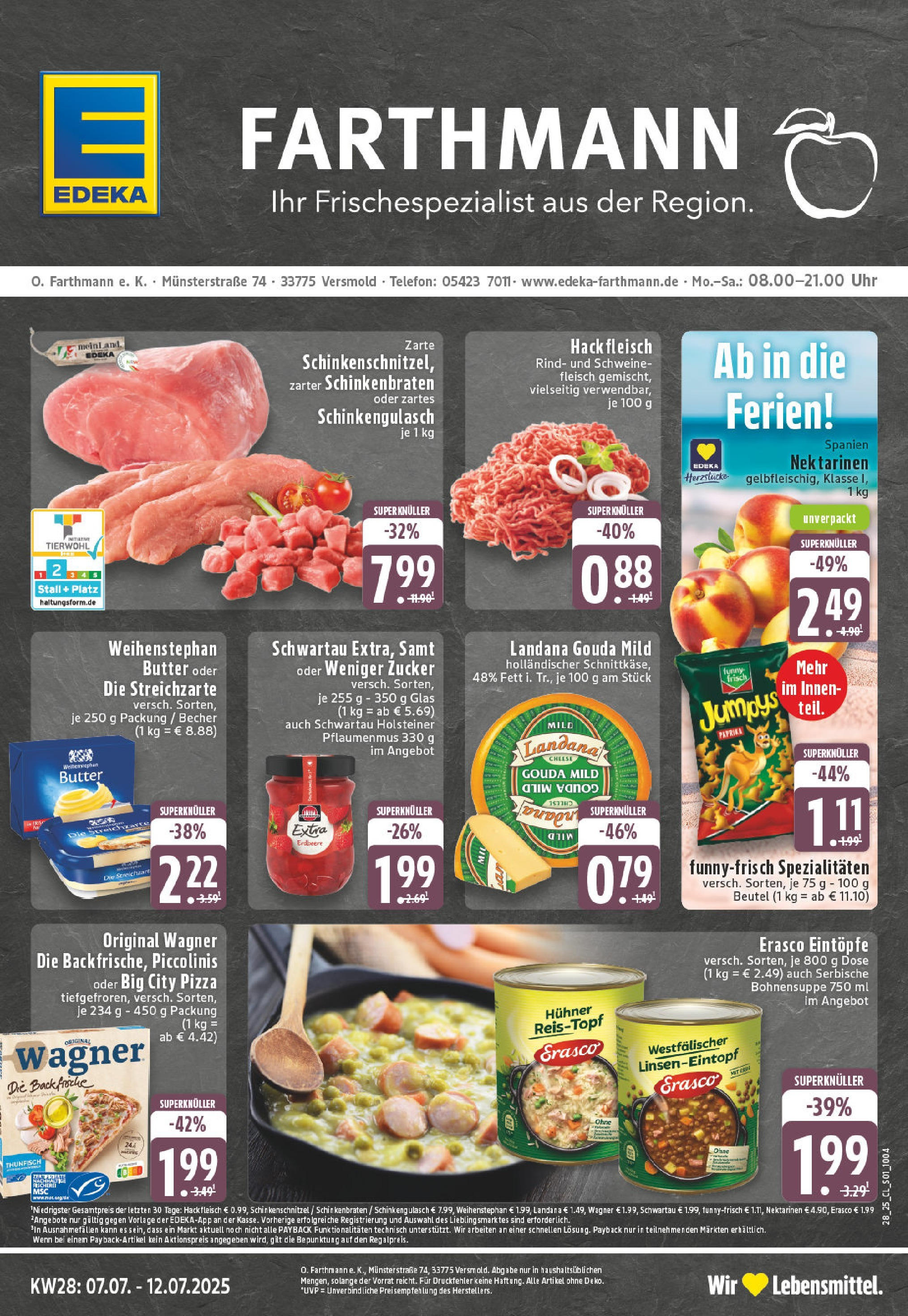 Edeka prospekt Versmold	 (ab 06.07.2025) » Angebote Online | Seite: 1 | Produkte: Butter, Gouda, Weihenstephan butter, Hackfleisch
