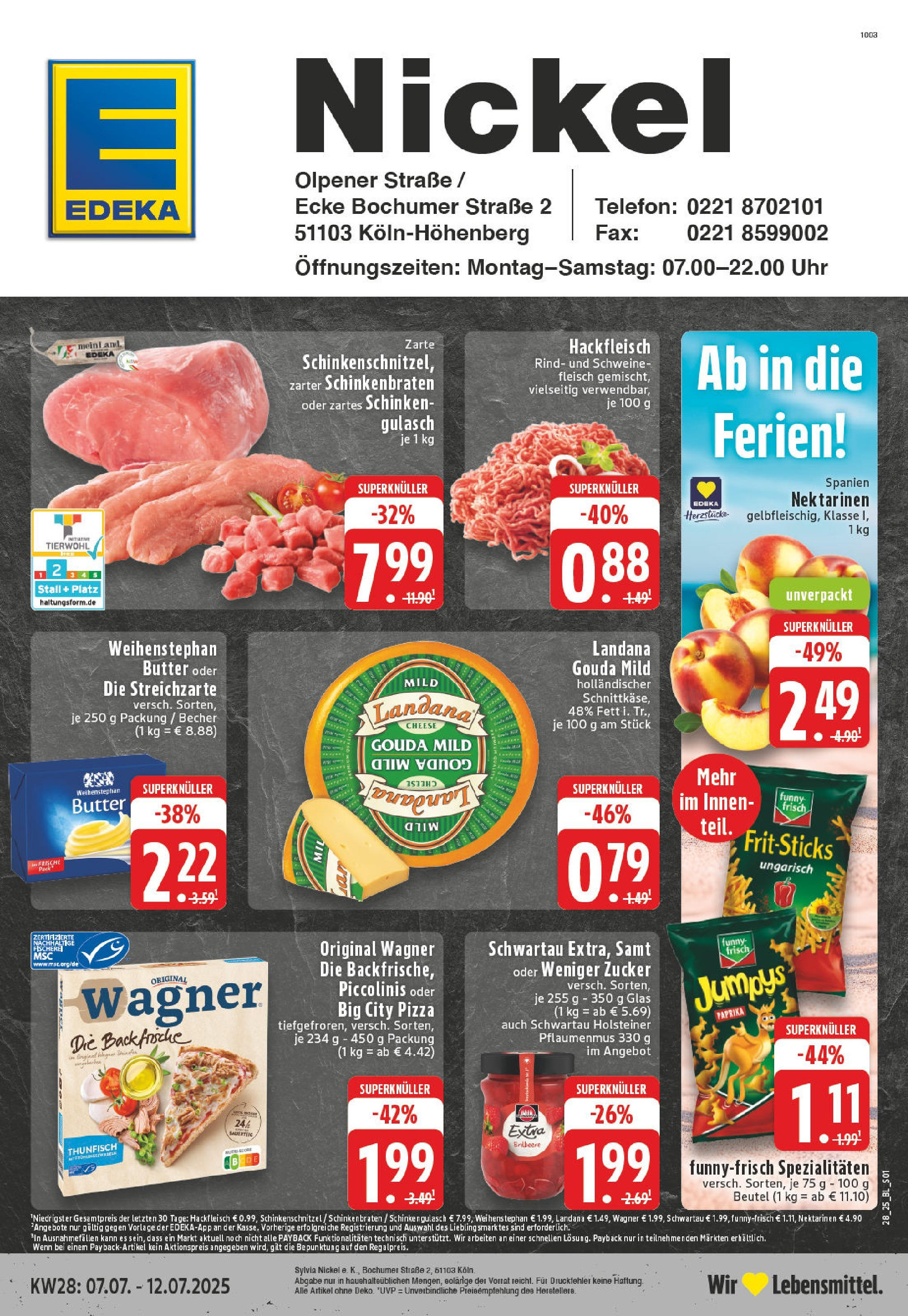 Edeka prospekt Köln	 (ab 06.07.2025) » Angebote Online | Seite: 1 | Produkte: Butter, Thunfisch, Gouda, Piccolinis