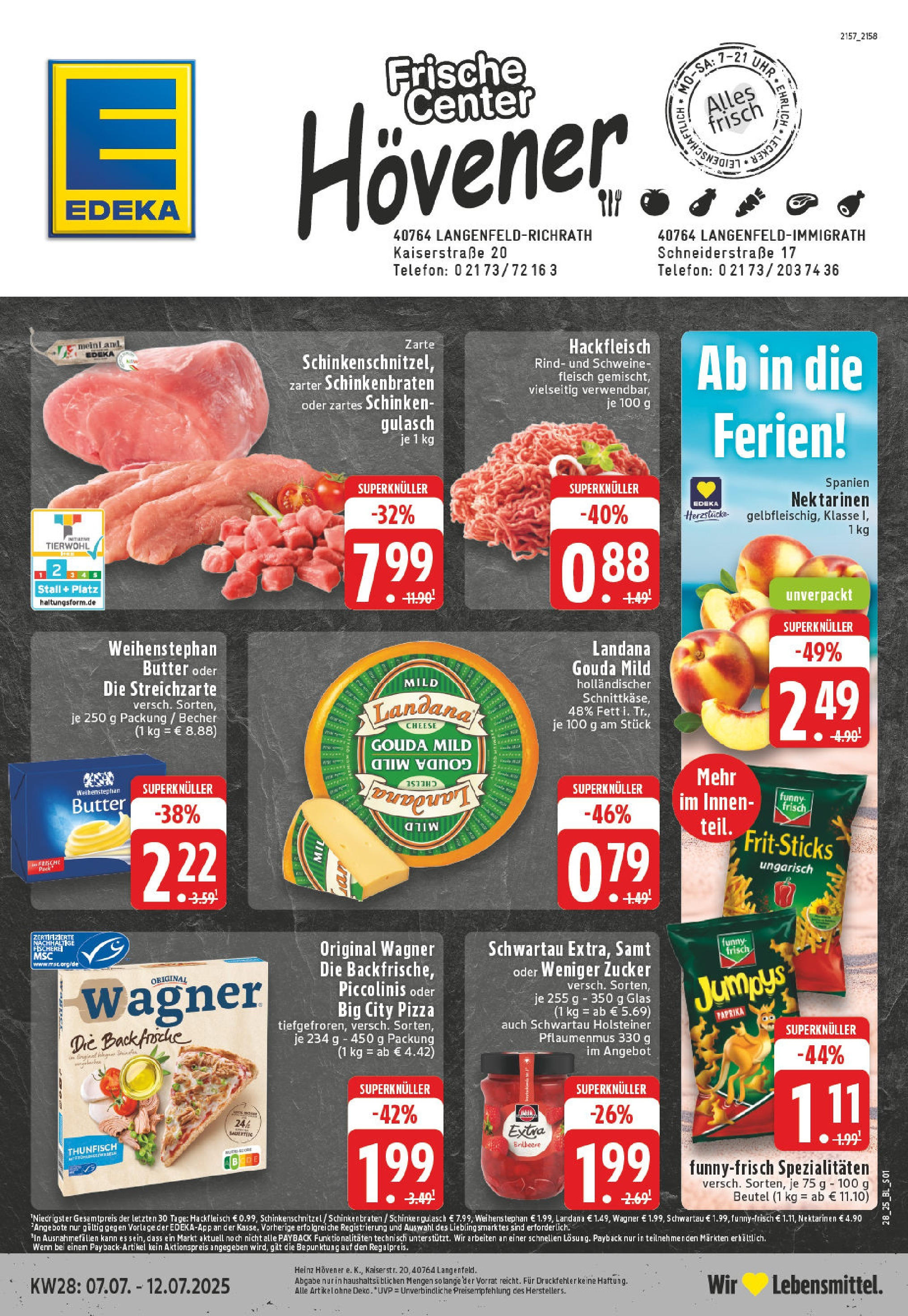 Edeka prospekt Langenfeld - Richrath	 (ab 06.07.2025) » Angebote Online | Seite: 1 | Produkte: Piccolinis, Schinken, Fleisch, Telefon
