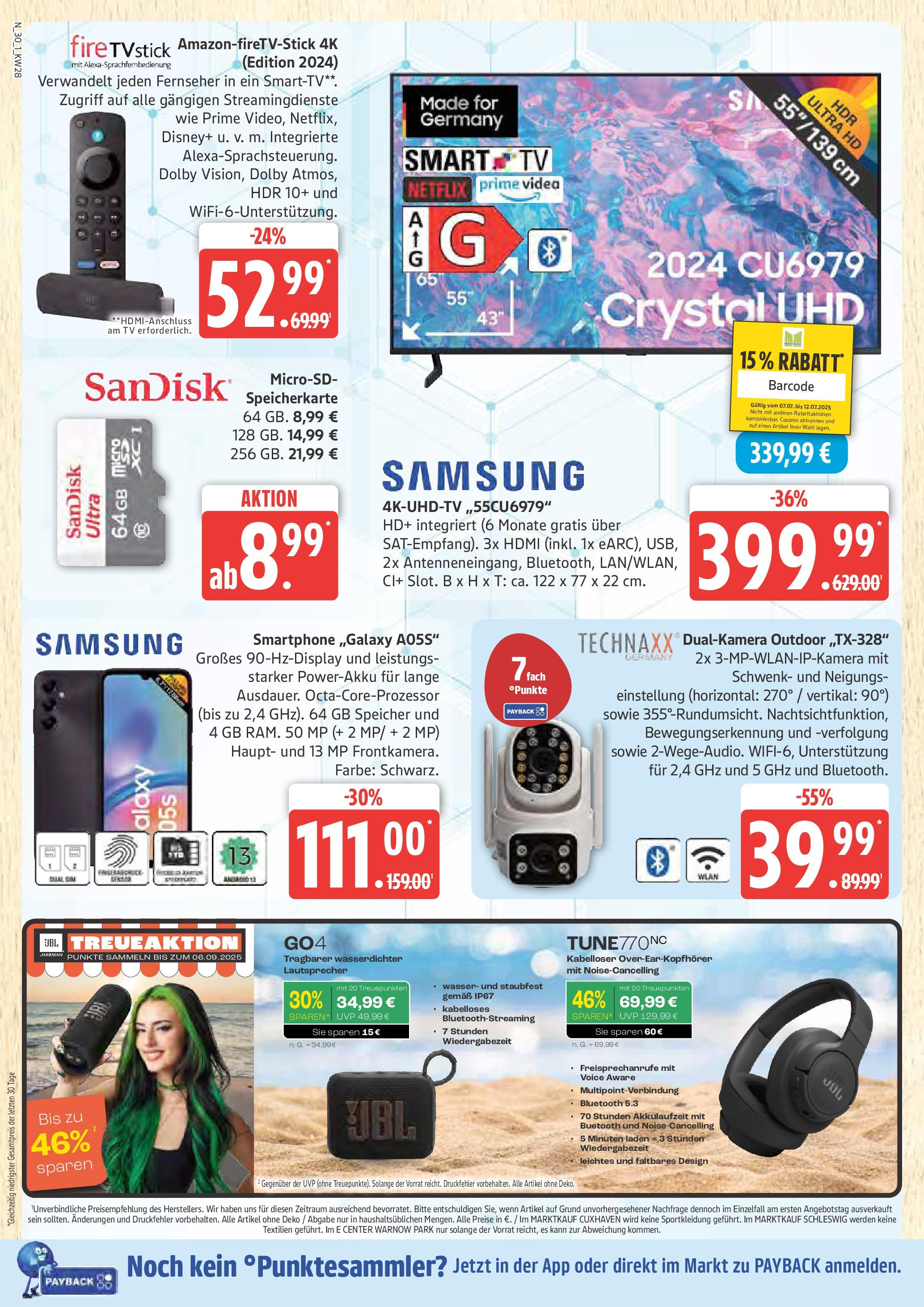 Marktkauf - Marktkauf: Wochenangebote (ab 06.07.2025) » Angebote online | Seite: 30 | Produkte: Samsung, Smart TV, Wasser, Smartphone