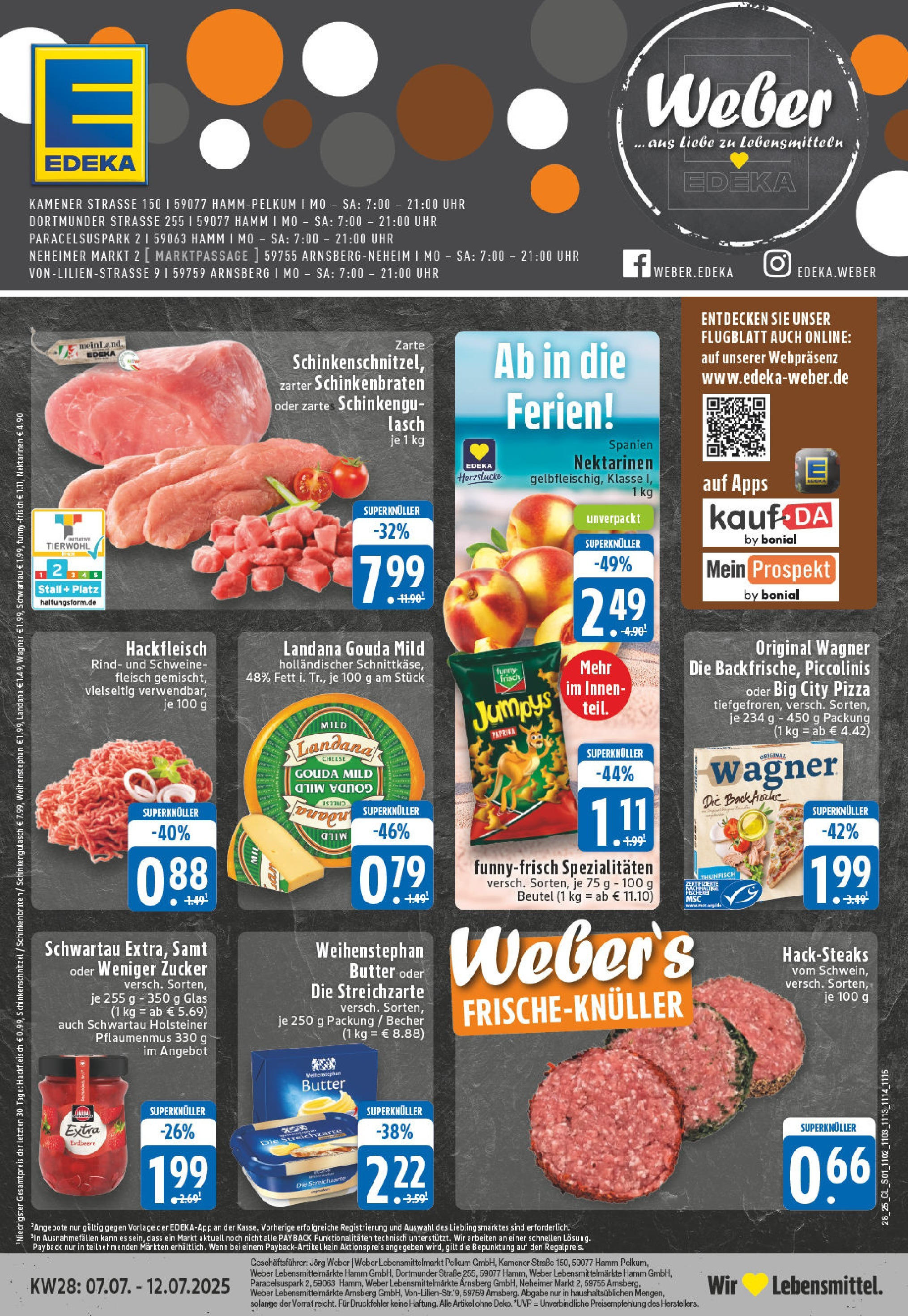 Edeka prospekt Arnsberg	 (ab 06.07.2025) » Angebote Online | Seite: 1 | Produkte: Gouda, Piccolinis, Schweinefleisch, Uhr