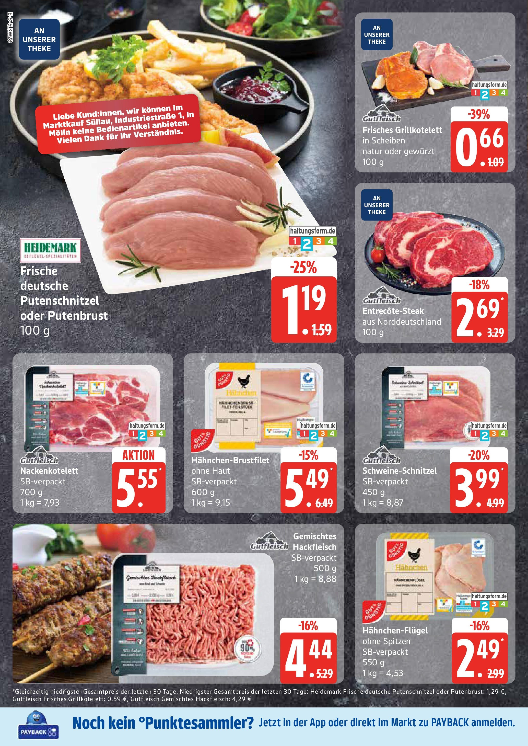Marktkauf - Marktkauf: Wochenangebote (ab 06.07.2025) » Angebote online | Seite: 6 | Produkte: Theke, Putenschnitzel, Hackfleisch, Hahnchenbrust
