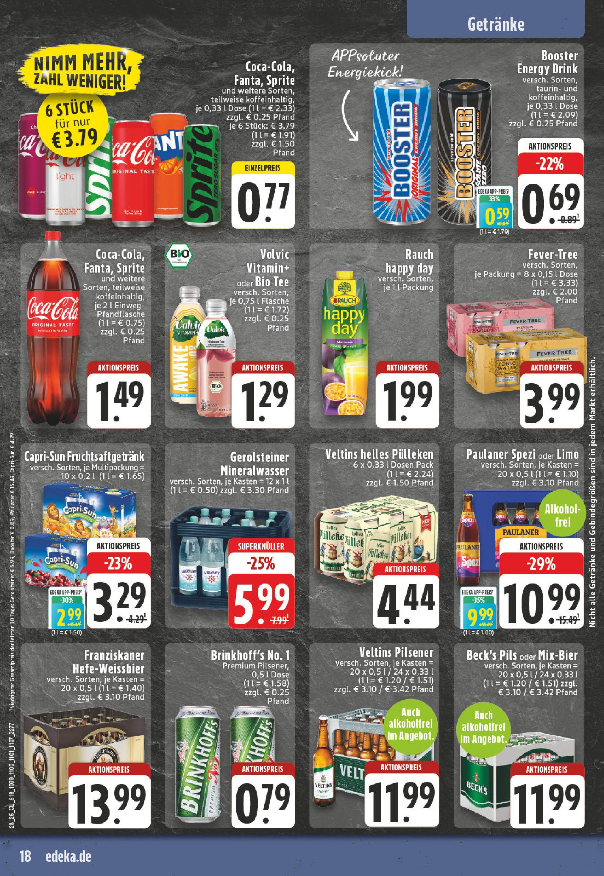 Edeka prospekt Soest	 (ab 06.07.2025) » Angebote Online | Seite: 18 | Produkte: Helles pulleken, Sprite, Energy, Tee