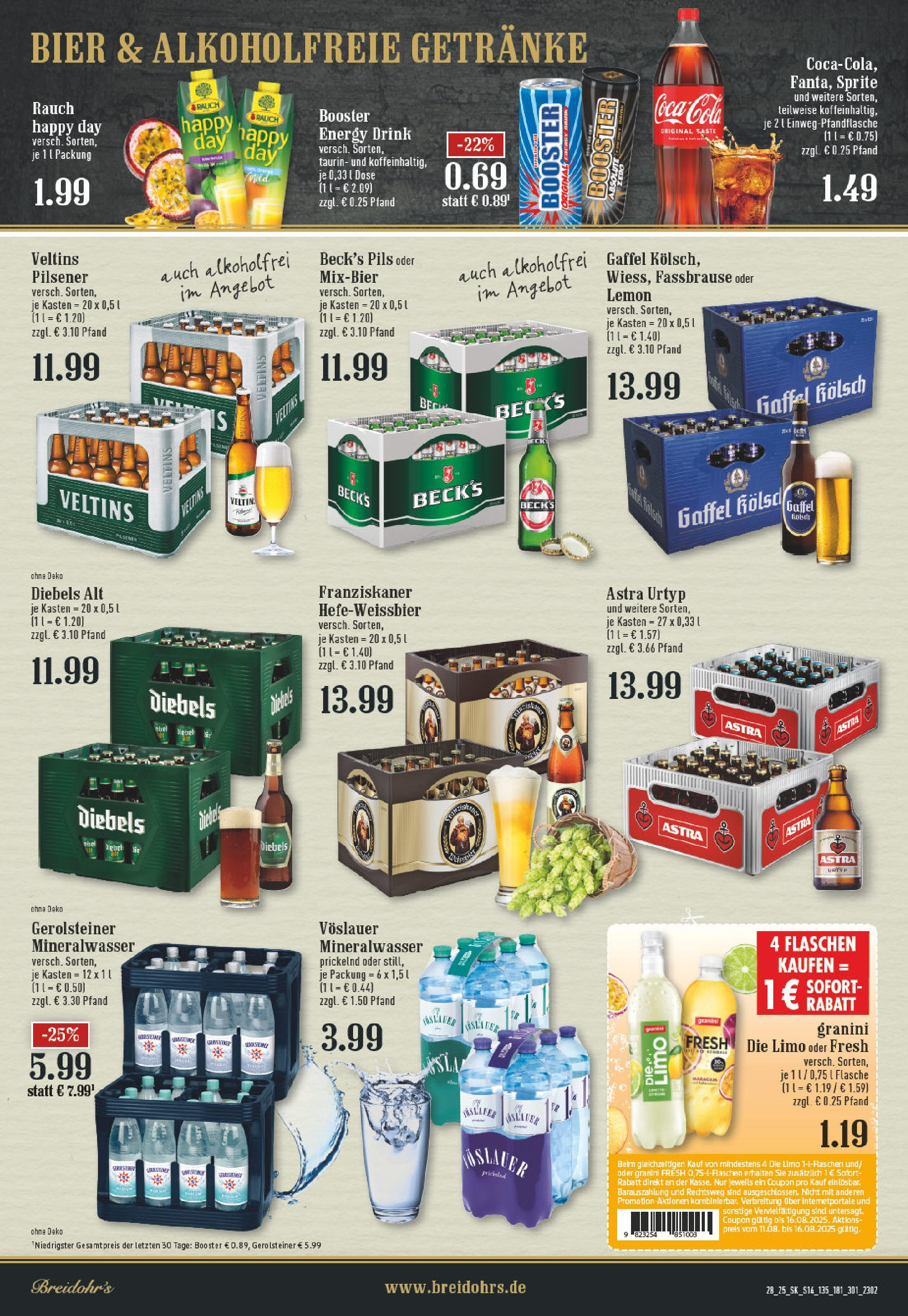 Edeka prospekt Bergisch Gladbach	 (ab 06.07.2025) » Angebote Online | Seite: 14 | Produkte: Cola, Astra, Granini, Diebels