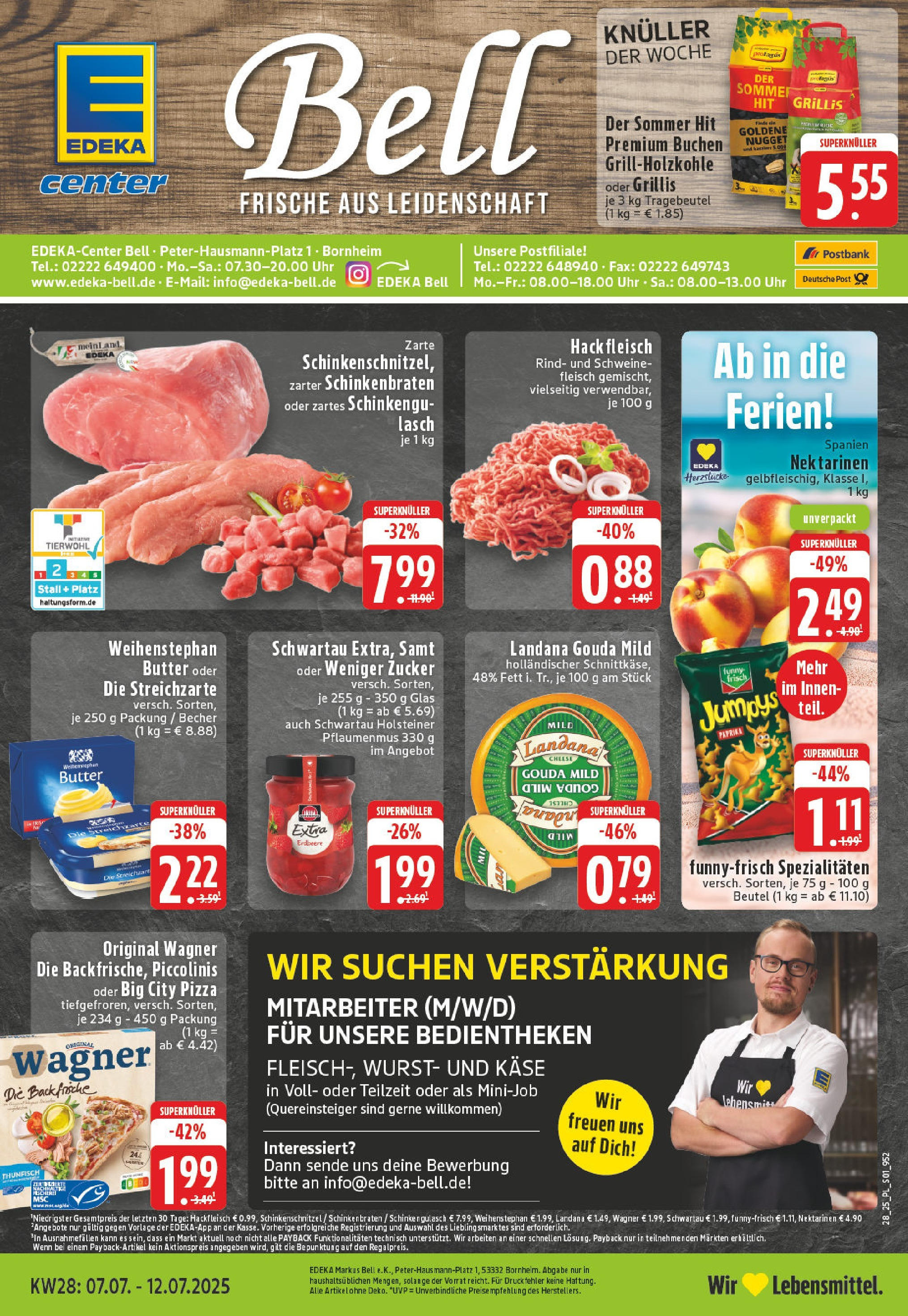 Edeka prospekt Bornheim	 (ab 06.07.2025) » Angebote Online | Seite: 1 | Produkte: Käse, Pizza, Uhr, Hackfleisch