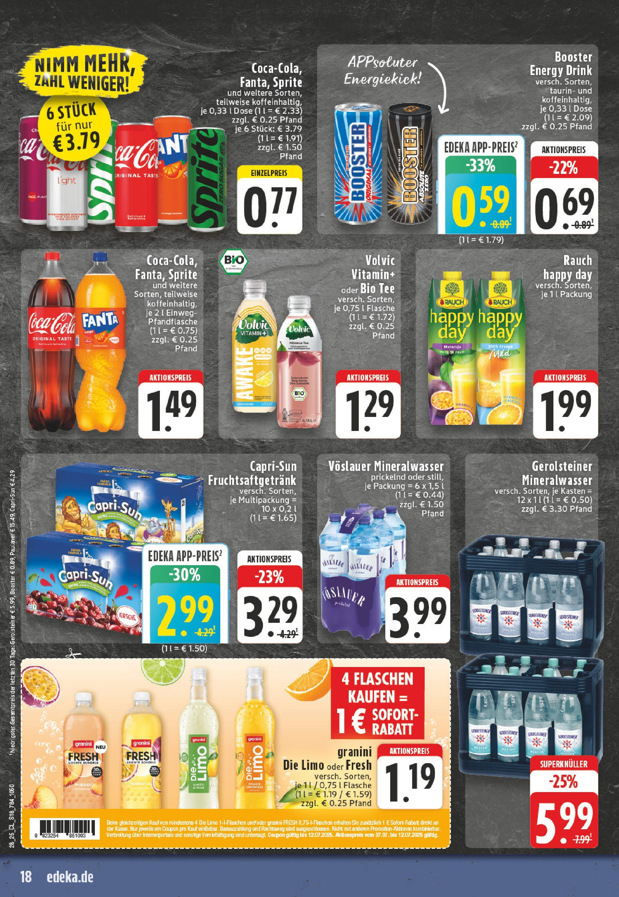 Edeka prospekt Roetgen	 (ab 06.07.2025) » Angebote Online | Seite: 18 | Produkte: Granini die limo, Tee, Paulaner, Gerolsteiner