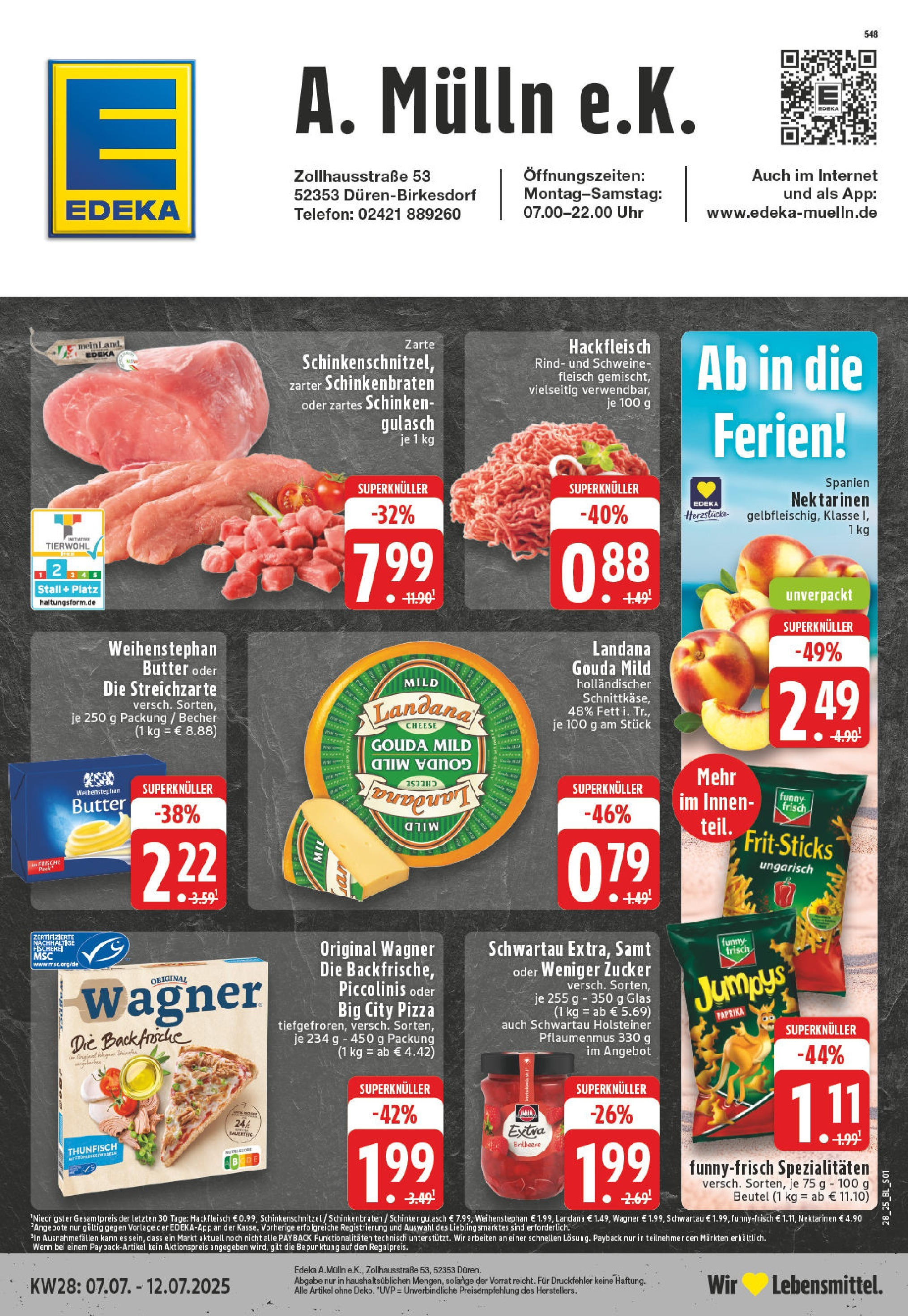 Edeka prospekt Düren-Birkesdorf	 (ab 06.07.2025) » Angebote Online | Seite: 1 | Produkte: Gouda, Paprika, Pizza, Uhr