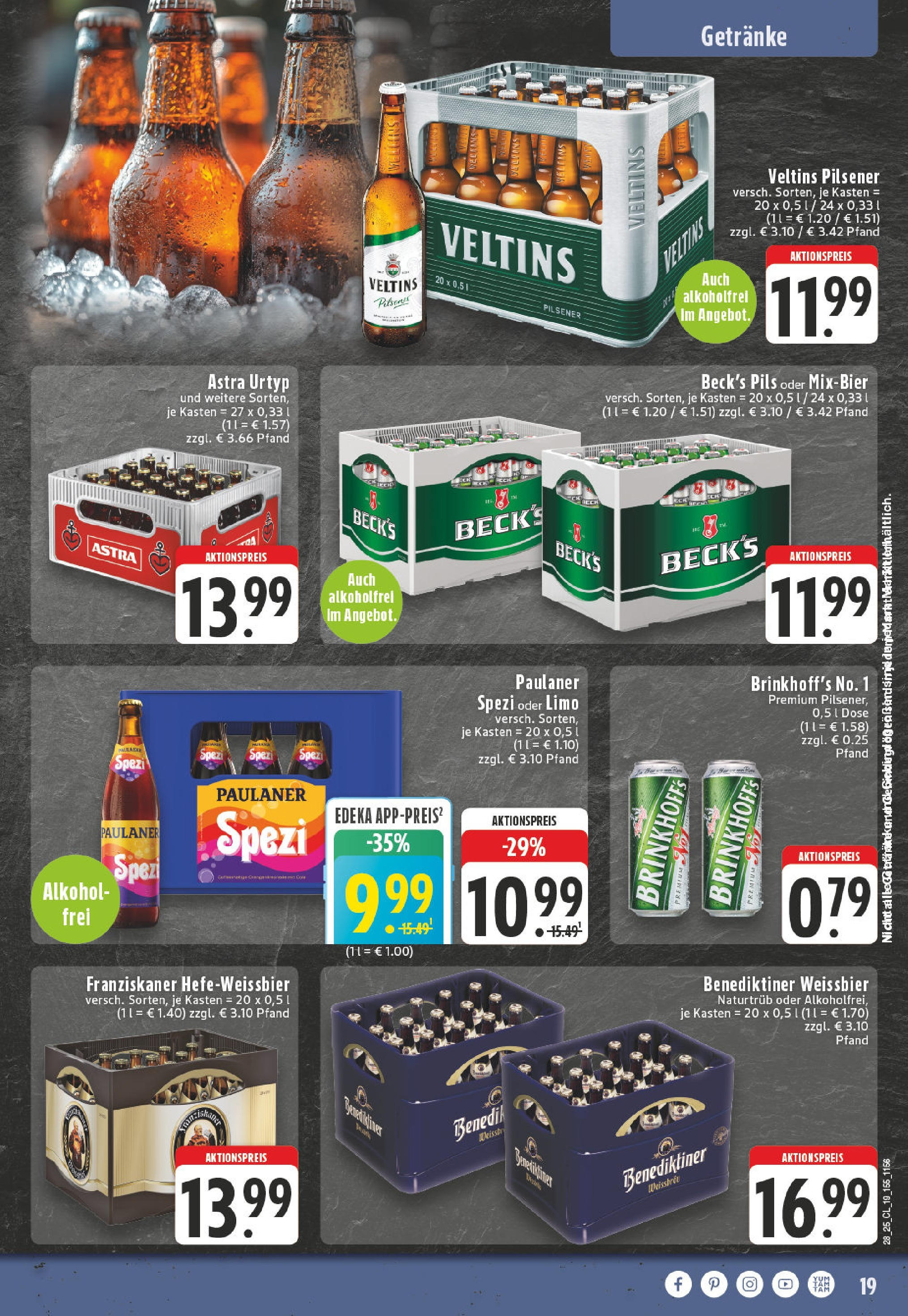 Edeka prospekt Goch	 (ab 06.07.2025) » Angebote Online | Seite: 19 | Produkte: Franziskaner, Weißbier, Paulaner spezi, Pils