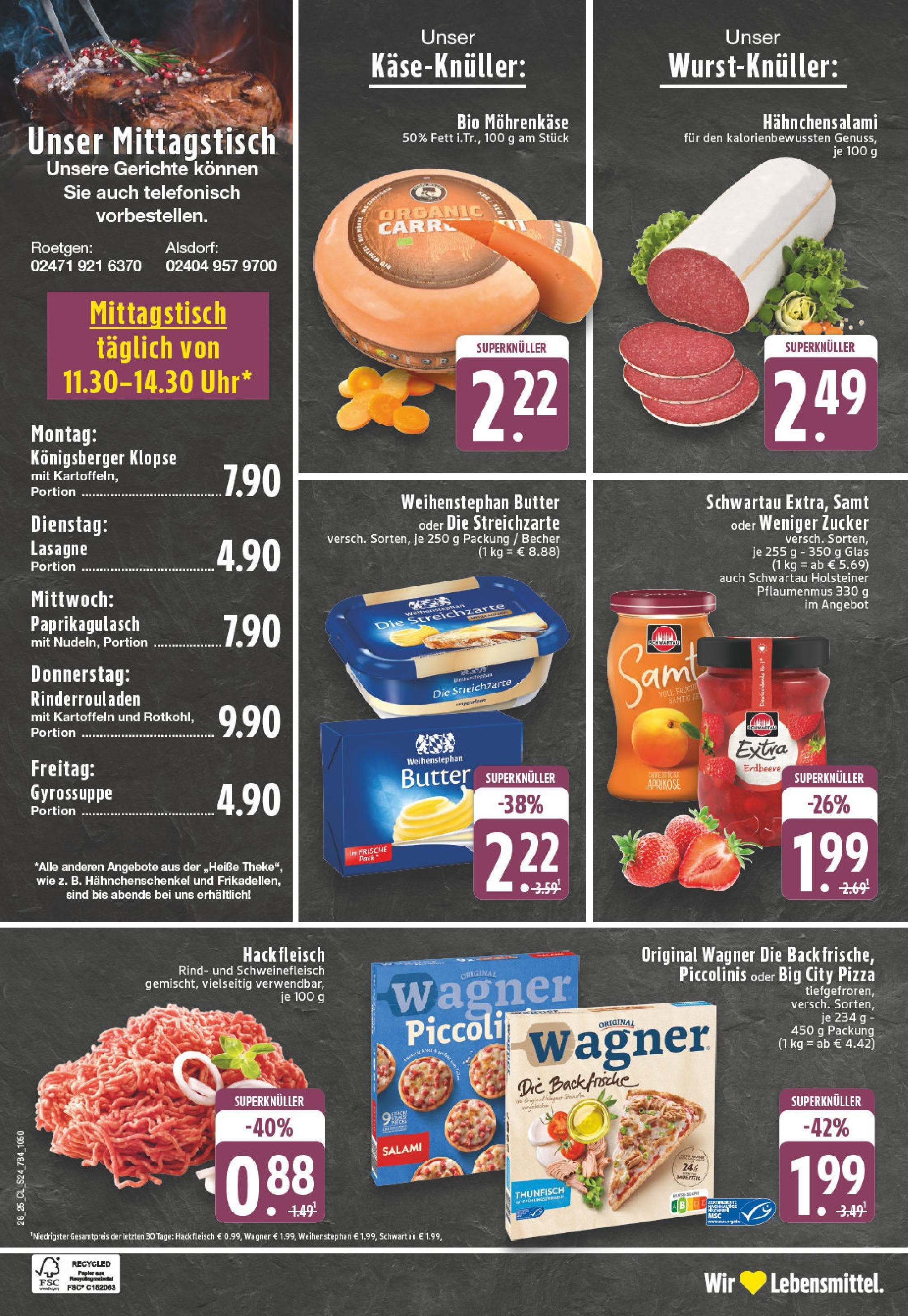 Edeka prospekt Roetgen	 (ab 06.07.2025) » Angebote Online | Seite: 24 | Produkte: Rinderrouladen, Butter, Zucker, Pizza