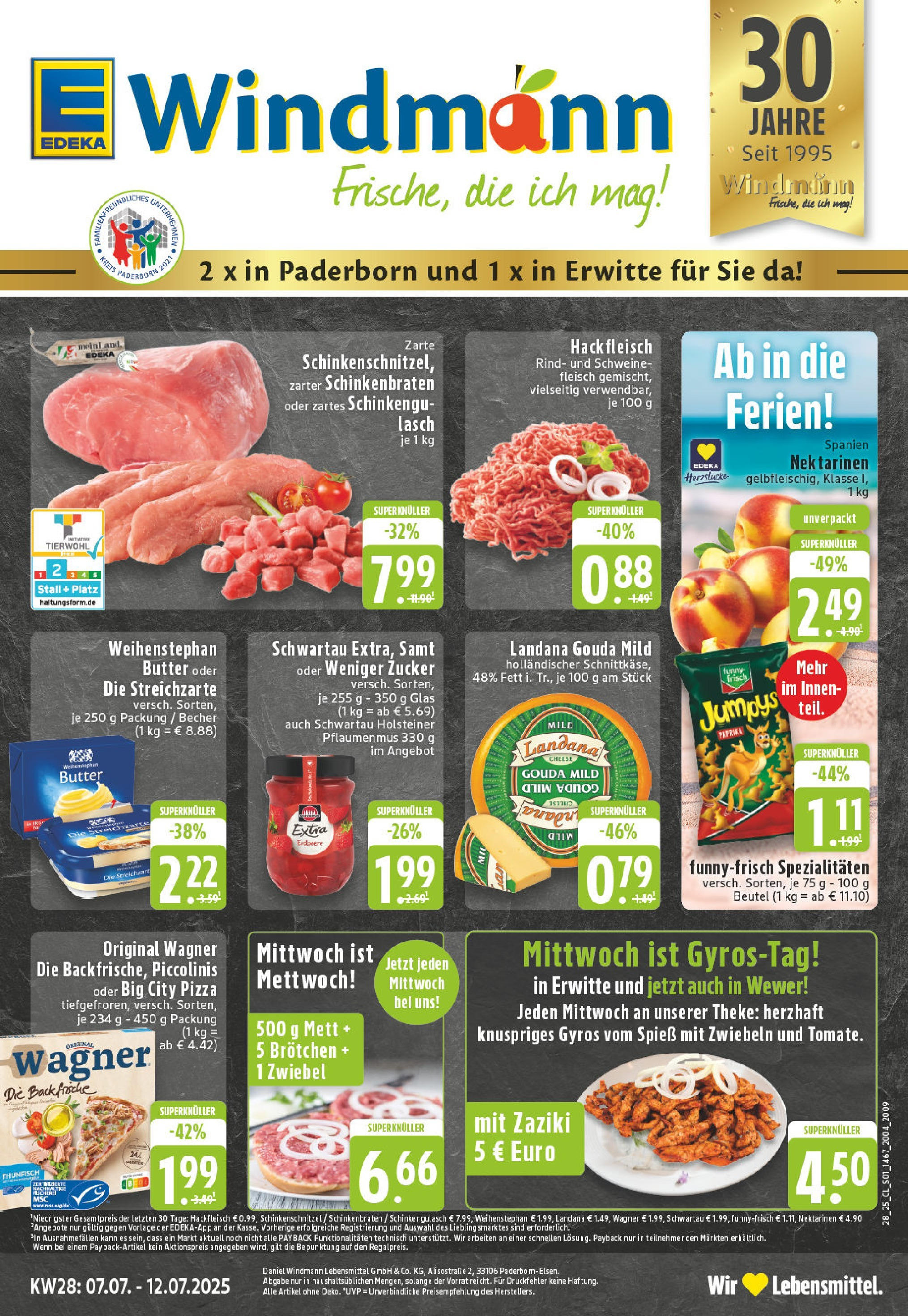 Edeka prospekt Erwitte	 (ab 06.07.2025) » Angebote Online | Seite: 1 | Produkte: Theke, Paprika, Zucker, Schweinefleisch