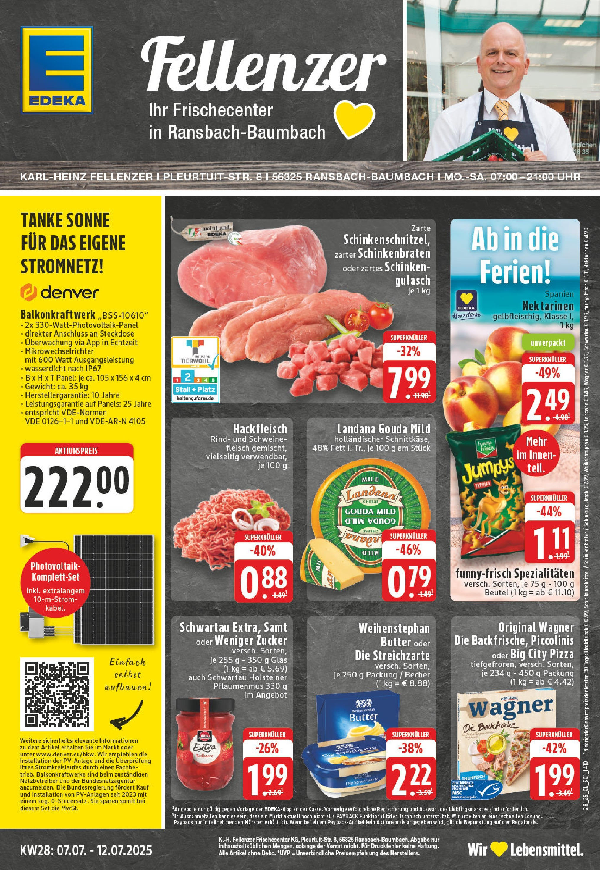 Edeka prospekt Ransbach-Baumbach	 (ab 06.07.2025) » Angebote Online | Seite: 1 | Produkte: Zucker, Piccolinis, Pizza, Schweinefleisch