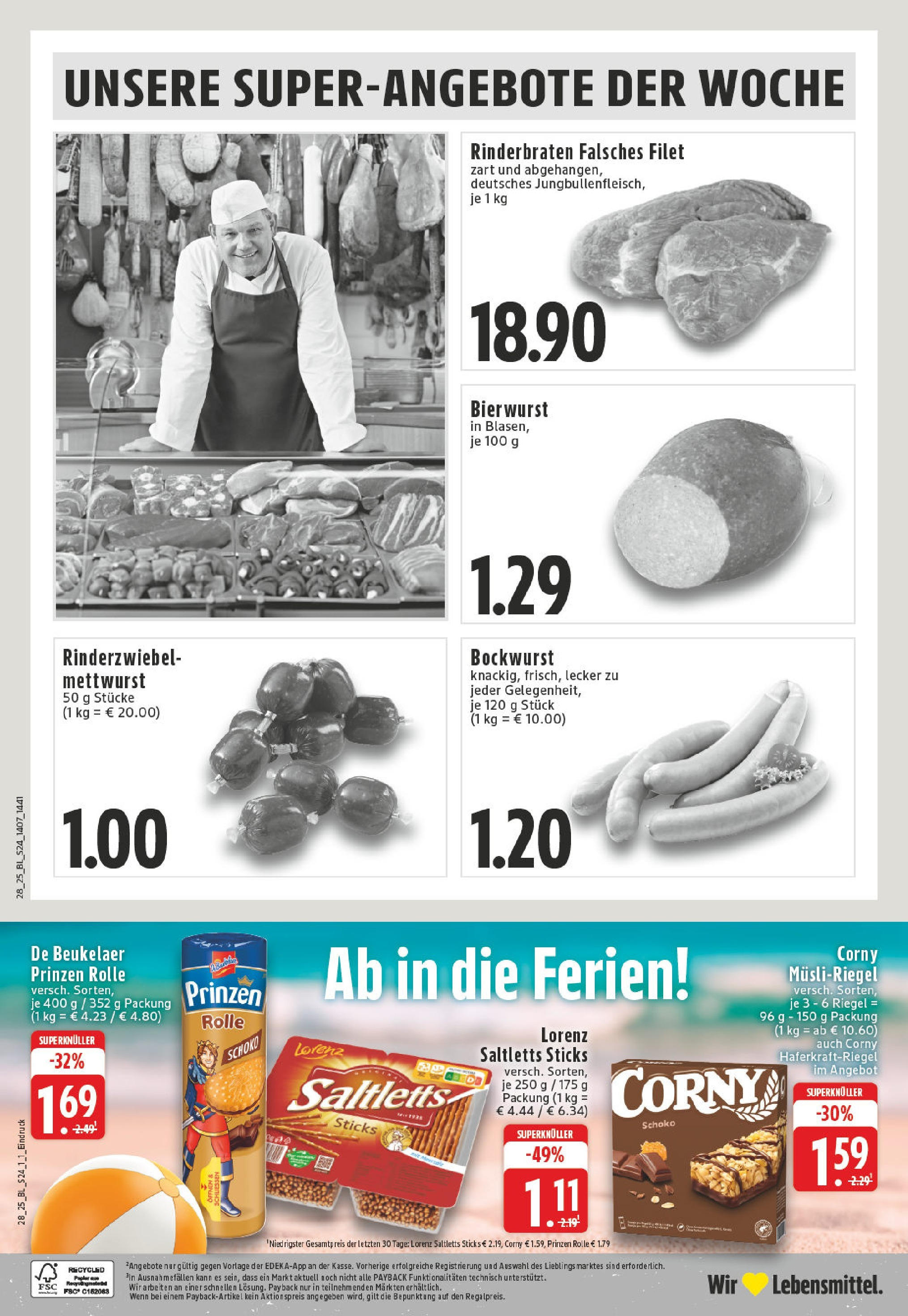 Edeka prospekt Steinfurt	 (ab 06.07.2025) » Angebote Online | Seite: 24 | Produkte: Rinderbraten, Bockwurst