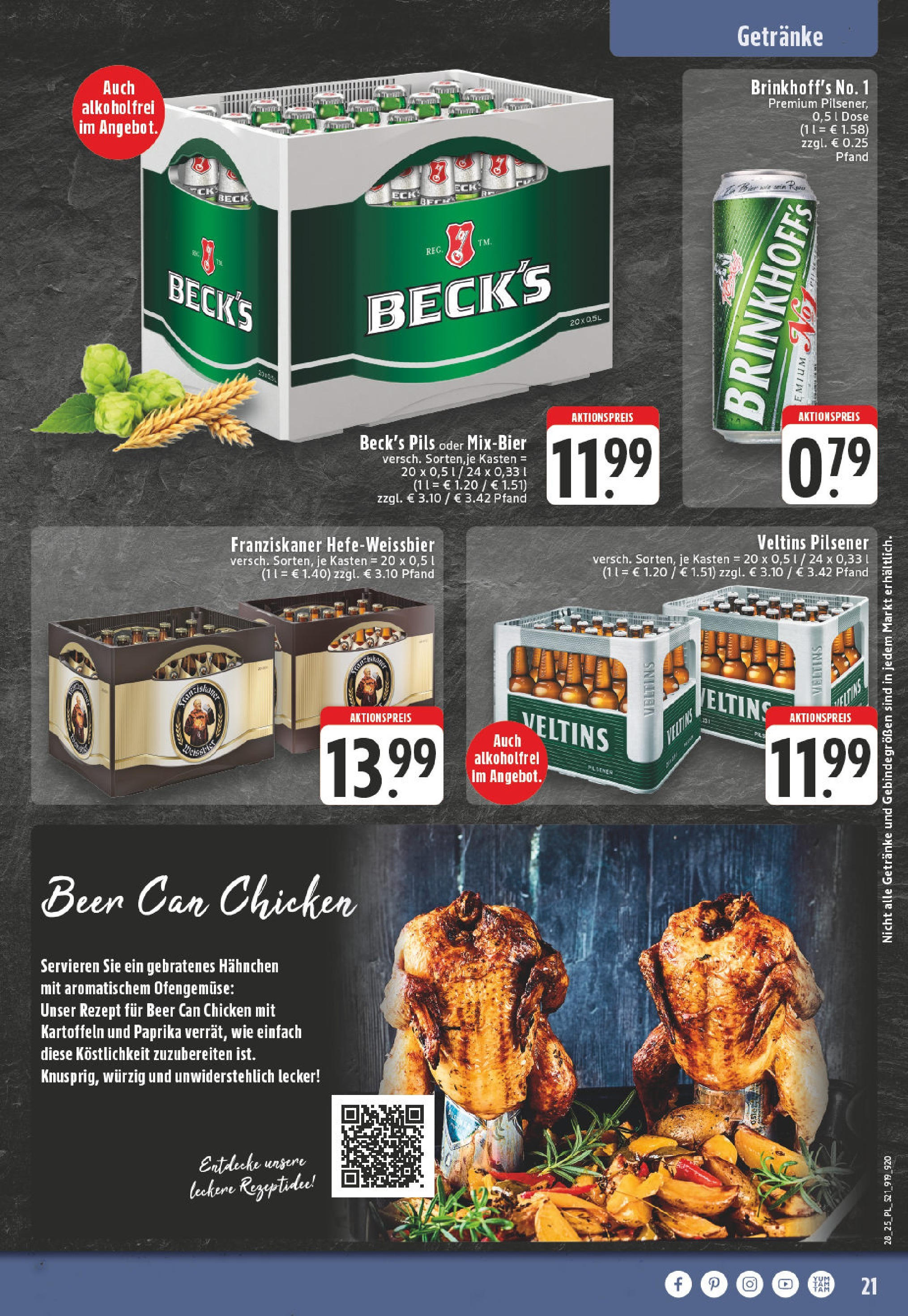 Edeka prospekt Xanten	 (ab 06.07.2025) » Angebote Online | Seite: 21 | Produkte: Franziskaner, Hahnchen, Kartoffeln, Paprika
