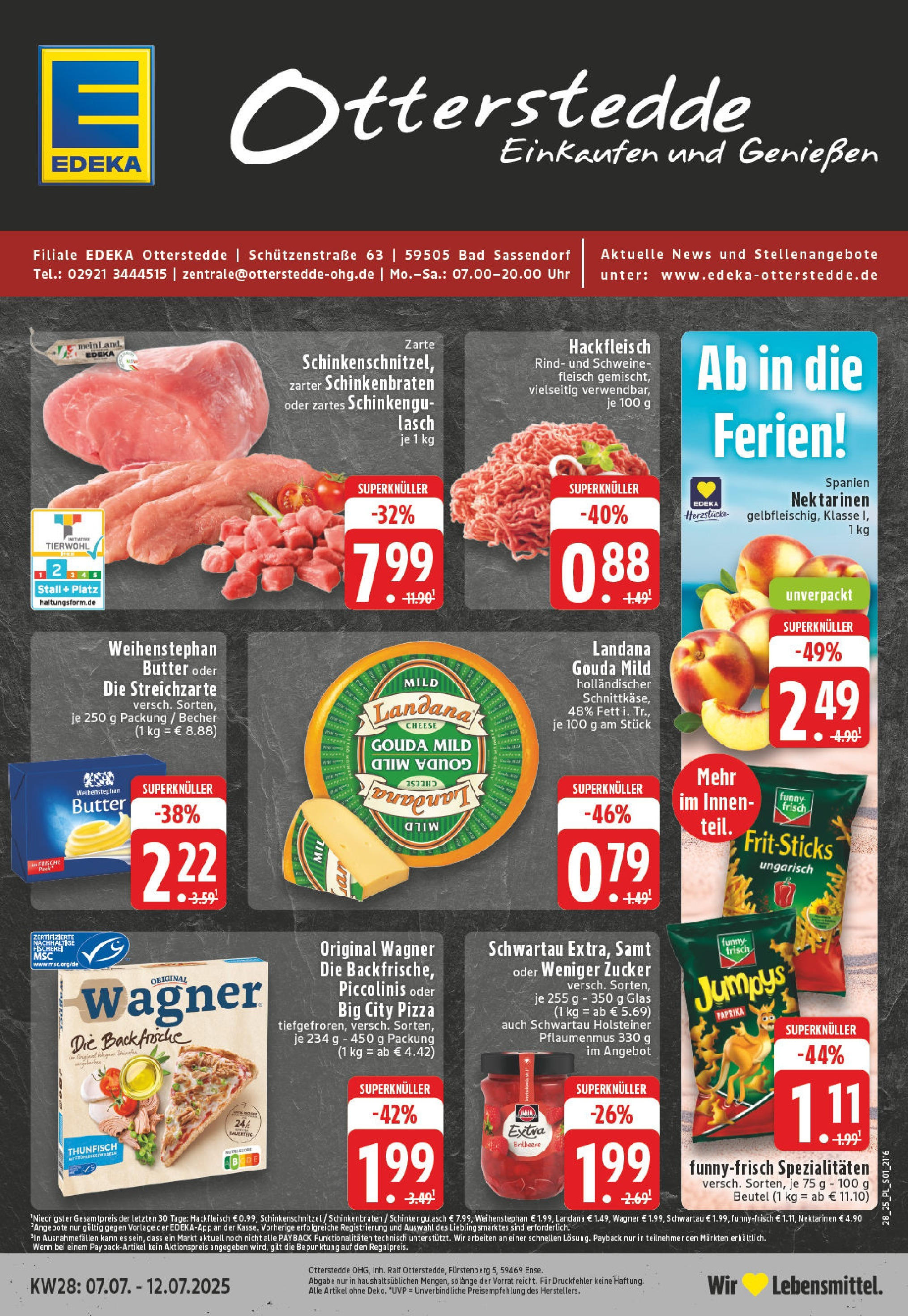 Edeka prospekt Bad Sassendorf	 (ab 06.07.2025) » Angebote Online | Seite: 1 | Produkte: Butter, Nektarinen, Zucker, Fleisch