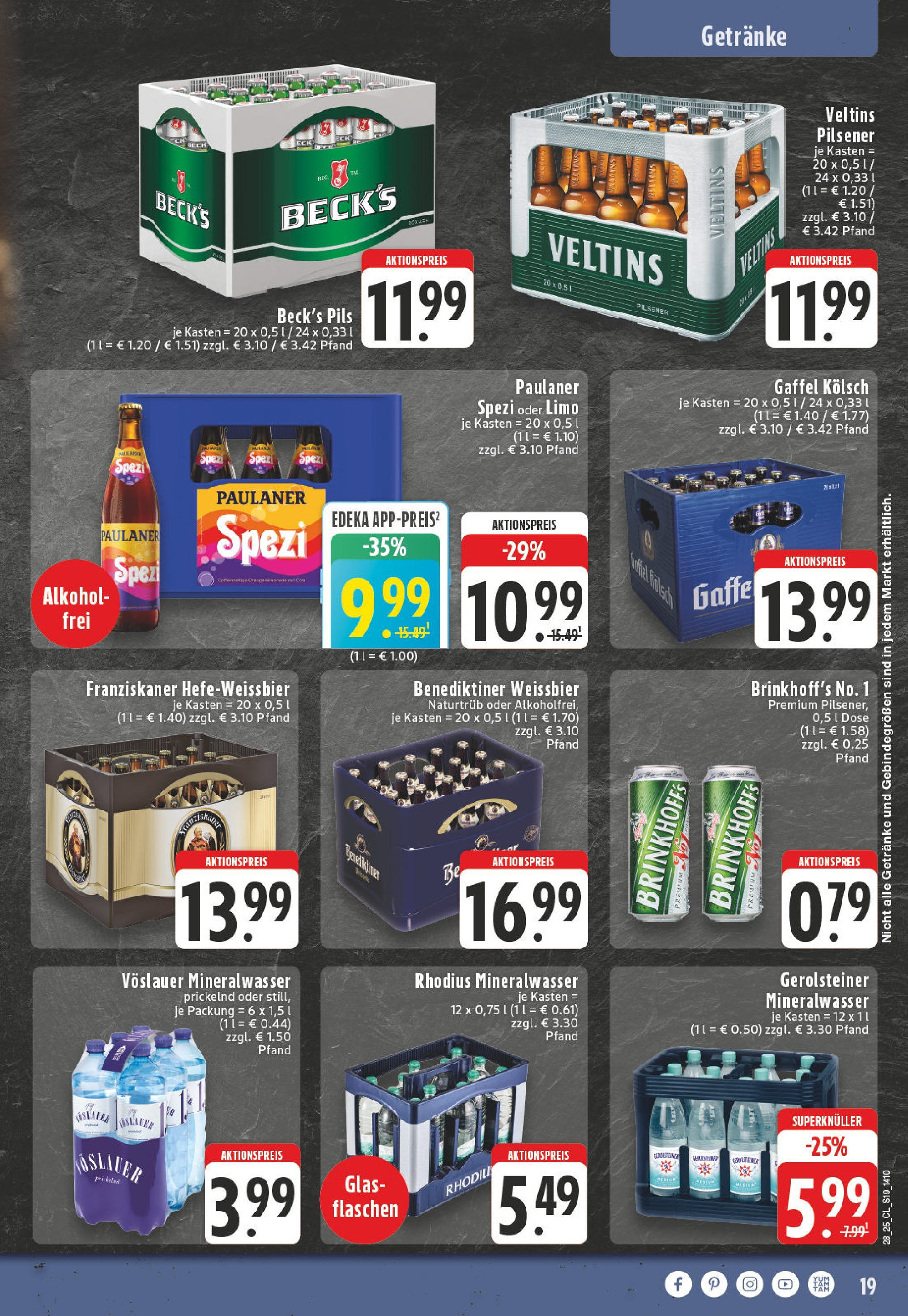 Edeka prospekt Ransbach-Baumbach	 (ab 06.07.2025) » Angebote Online | Seite: 19 | Produkte: Franziskaner, Paulaner spezi, Mineralwasser, Paulaner