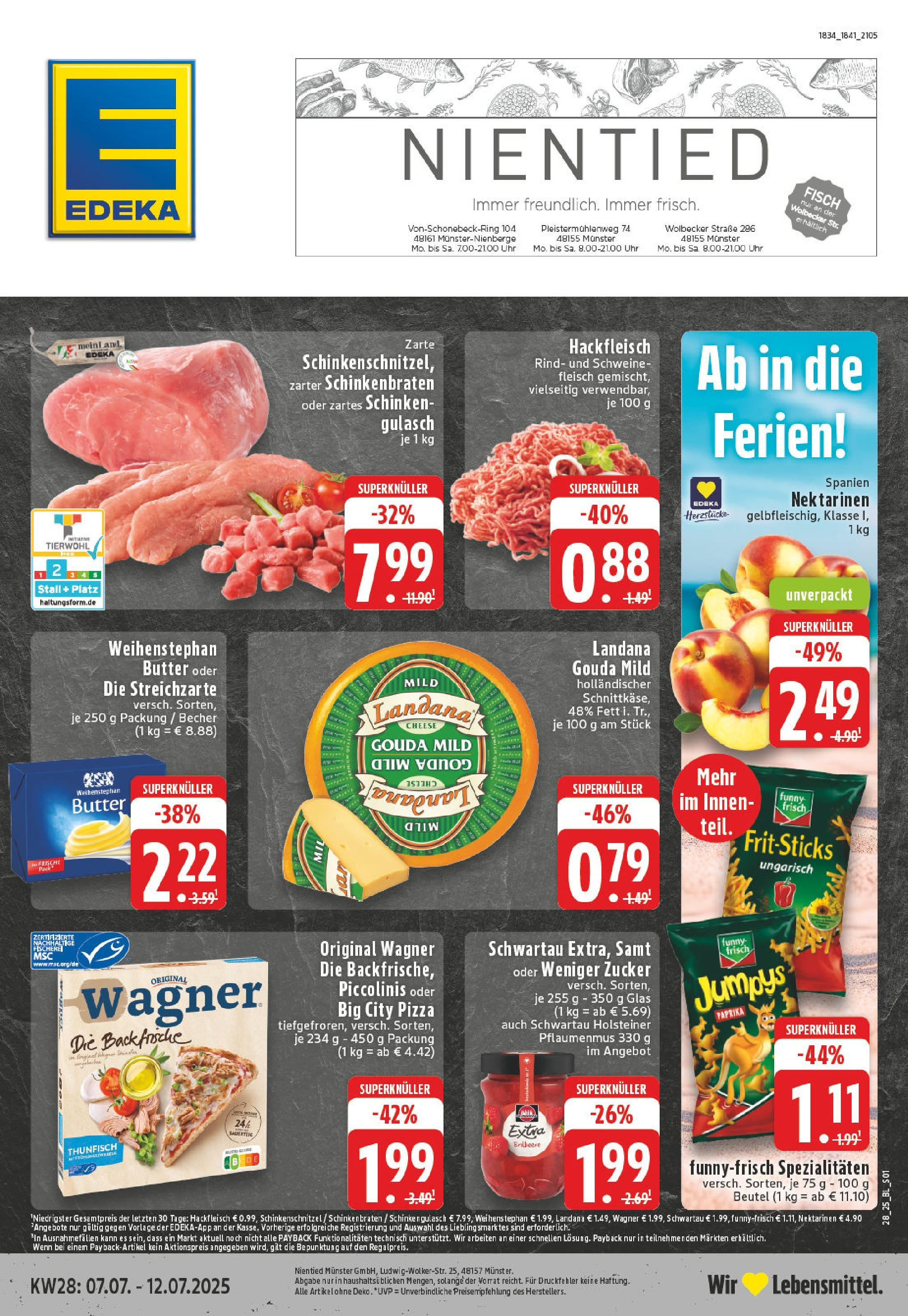 Edeka prospekt Münster - Nienberge	 (ab 06.07.2025) » Angebote Online | Seite: 1 | Produkte: Butter, Gouda, Weihenstephan butter, Gulasch